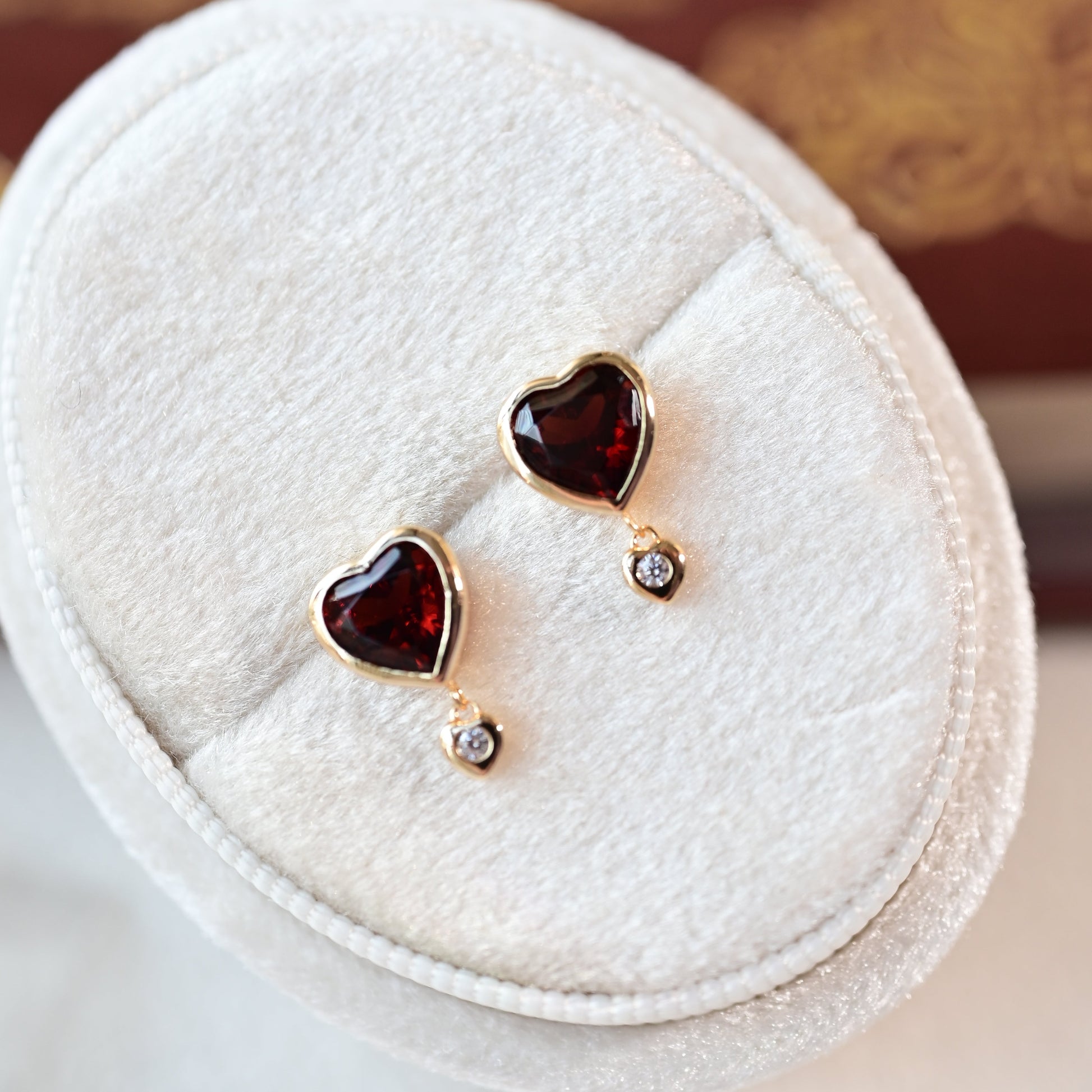 Crimson Heart Garnet Earrings