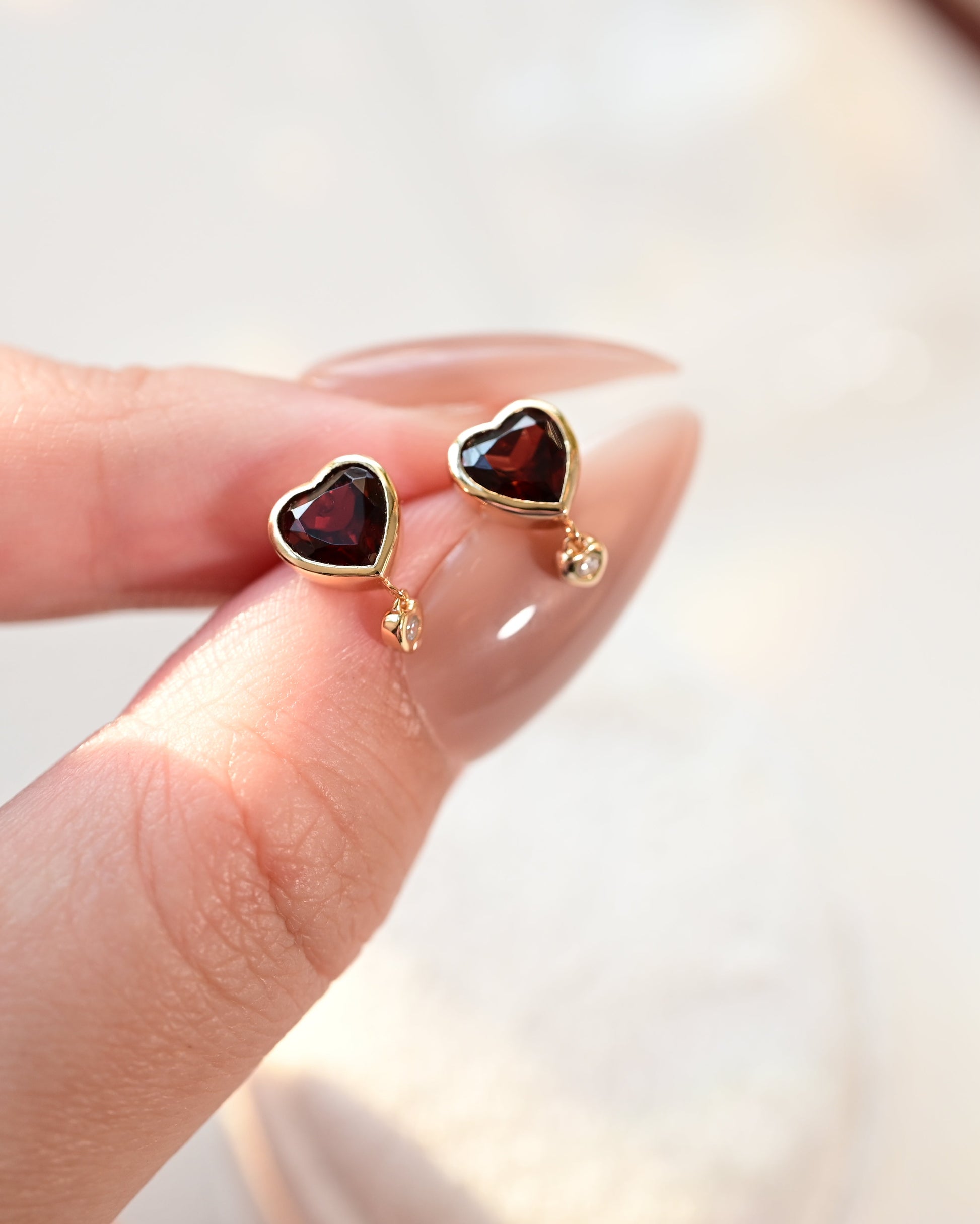Crimson Heart Garnet Earrings