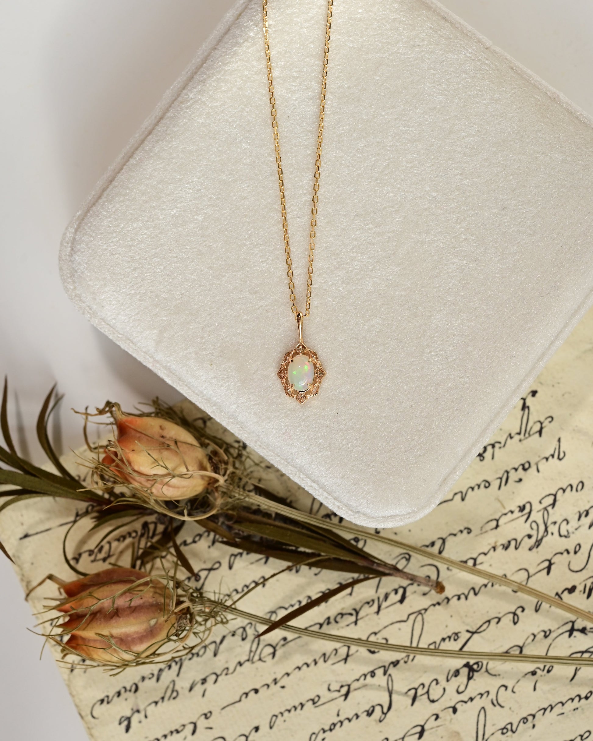 Vintage Mini Oval Opal Pendant