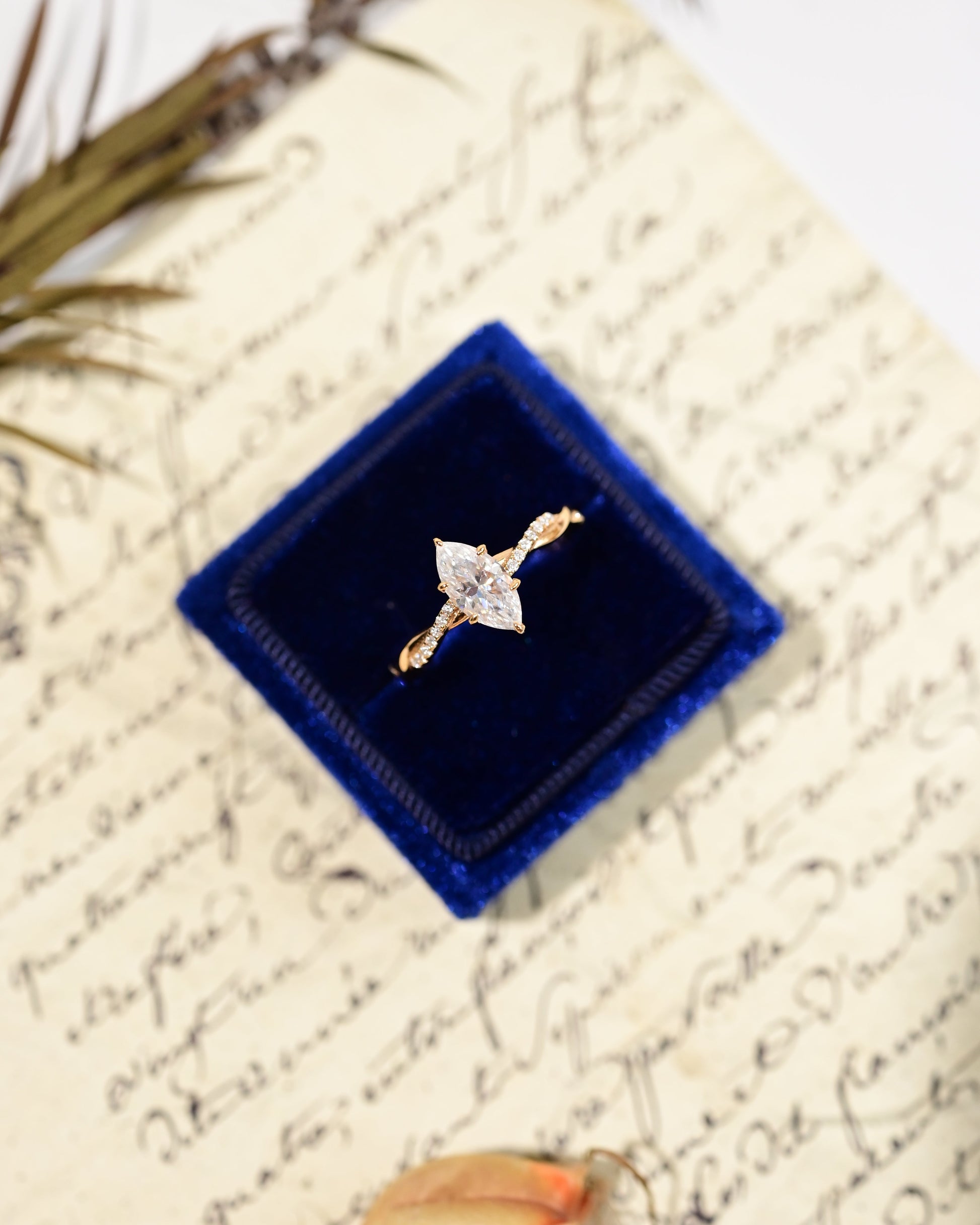 Elegant Marquise-Cut Moissanite Twist Ring