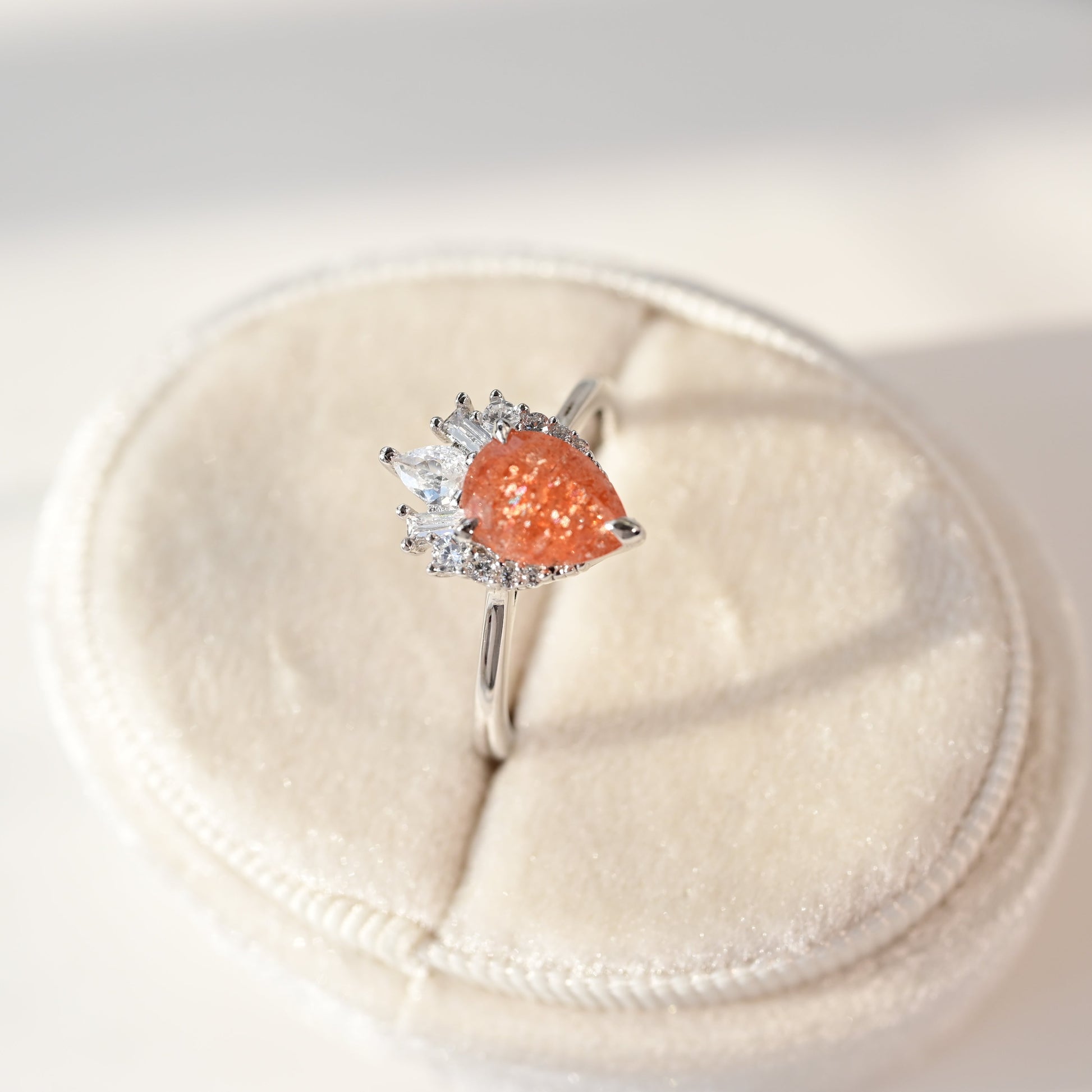 Pear-Cut Sunstone Teardrop Ring