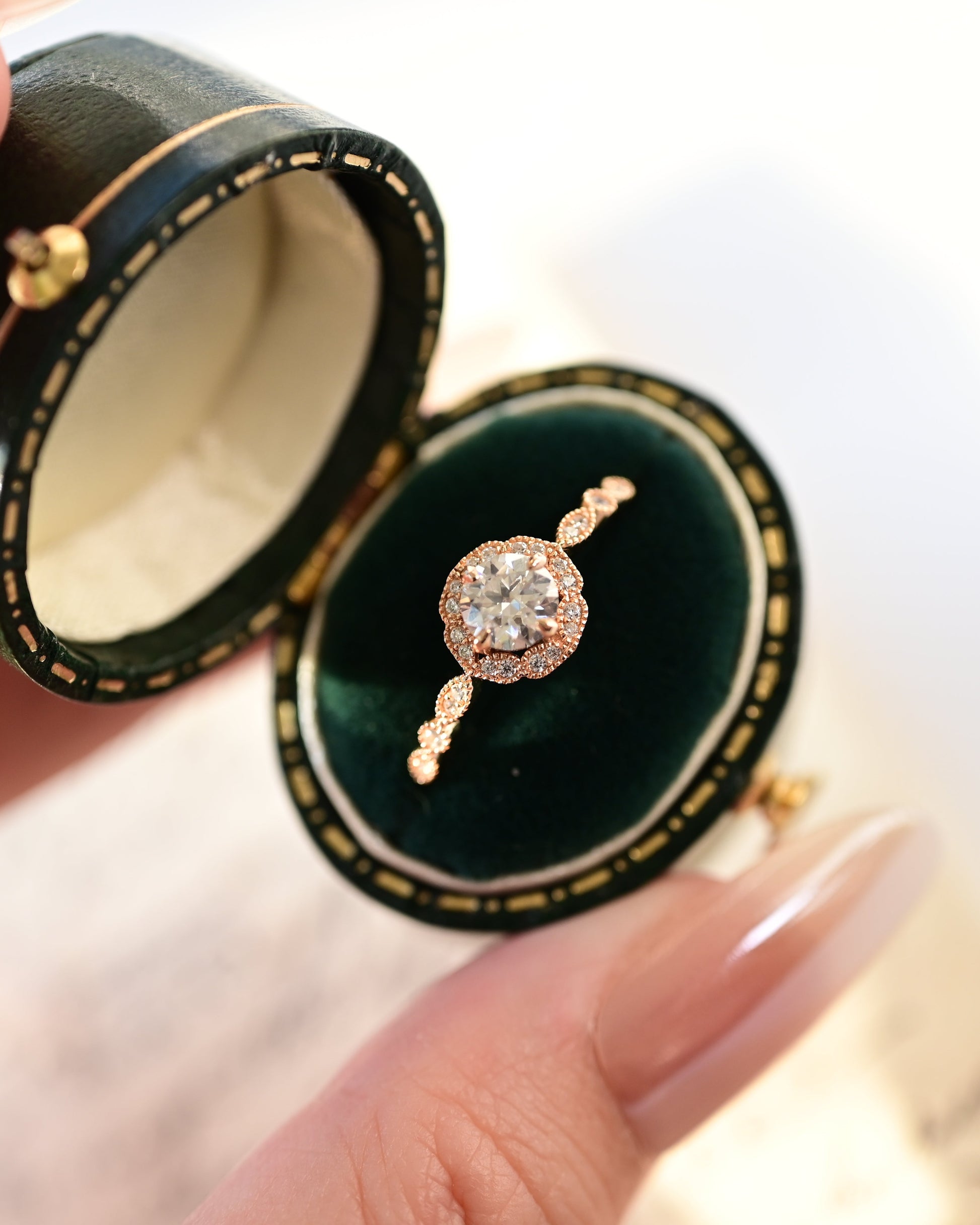 Round Moissanite Vintage Halo Ring