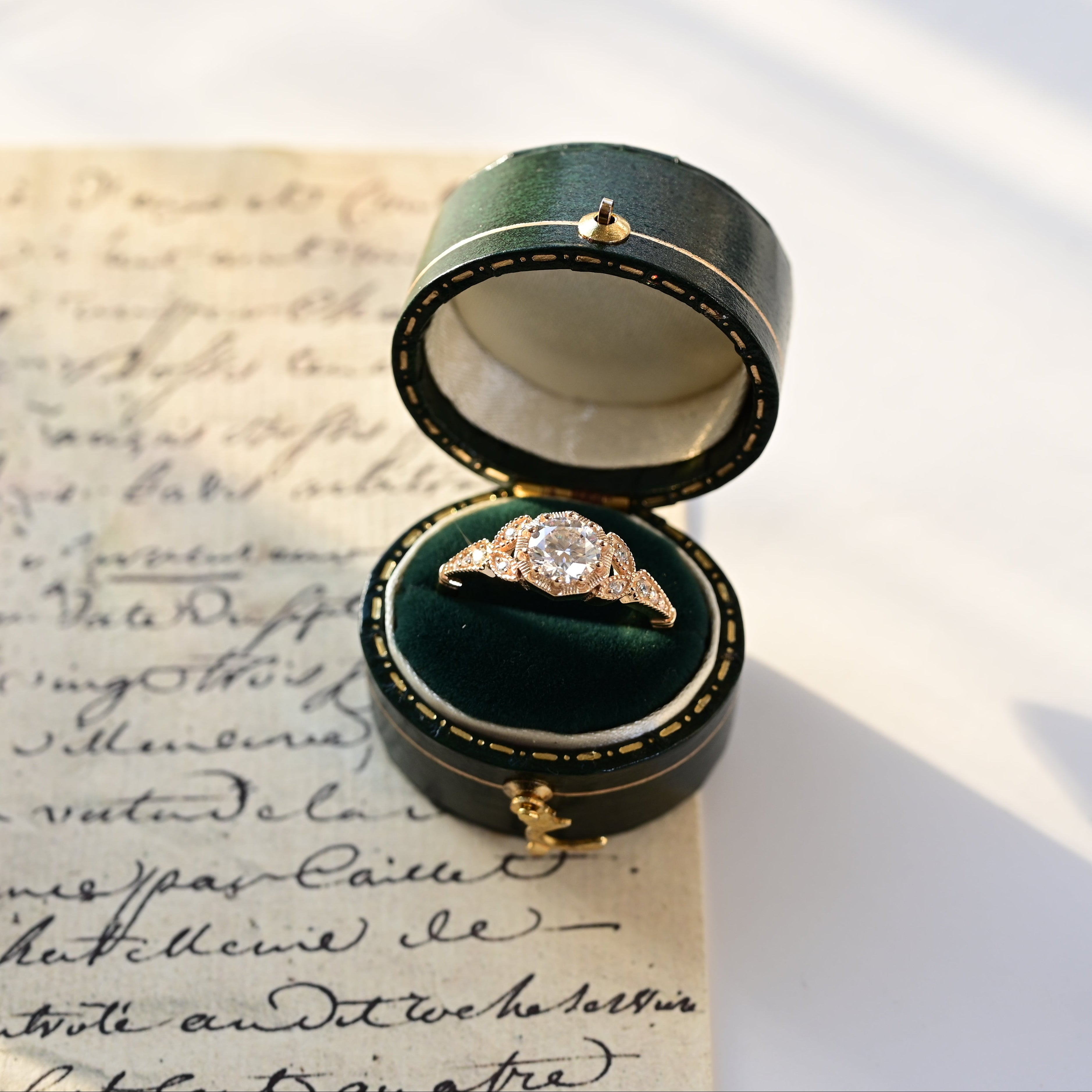 Round Moissanite Vintage Halo Ring