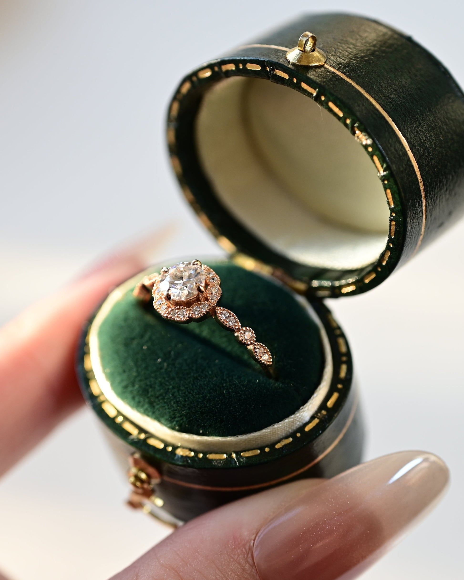 Round Moissanite Vintage Halo Ring