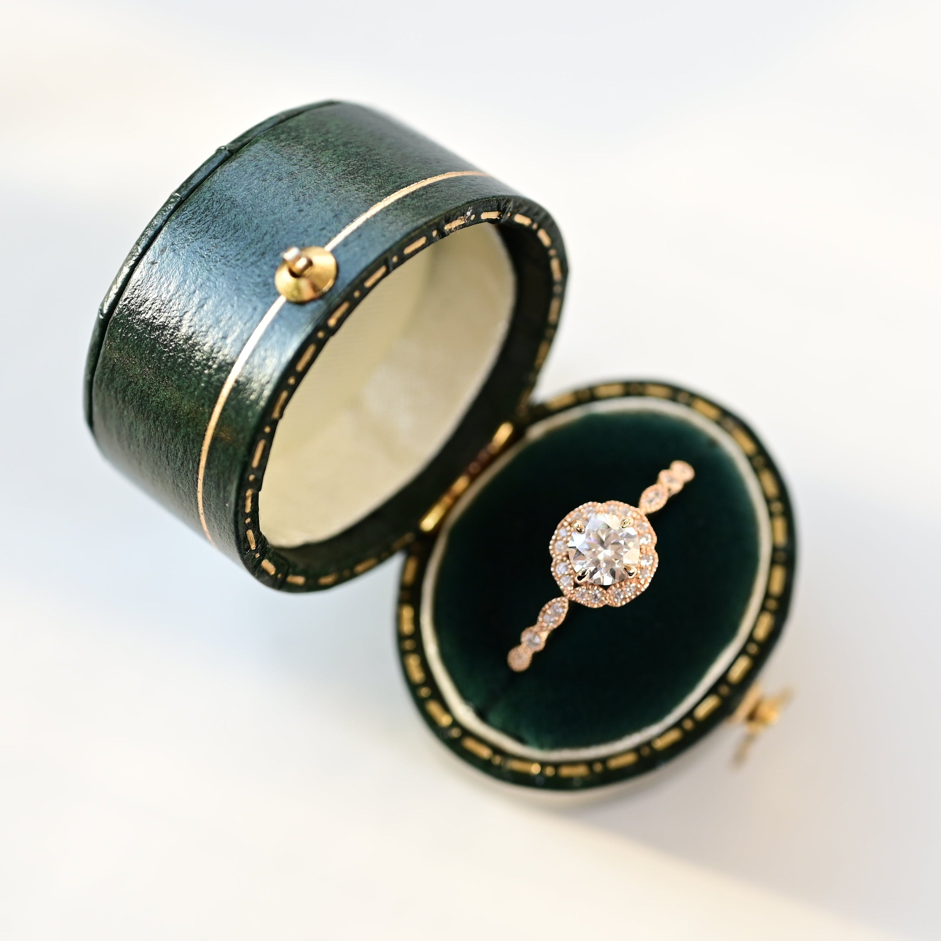 Round Moissanite Vintage Halo Ring