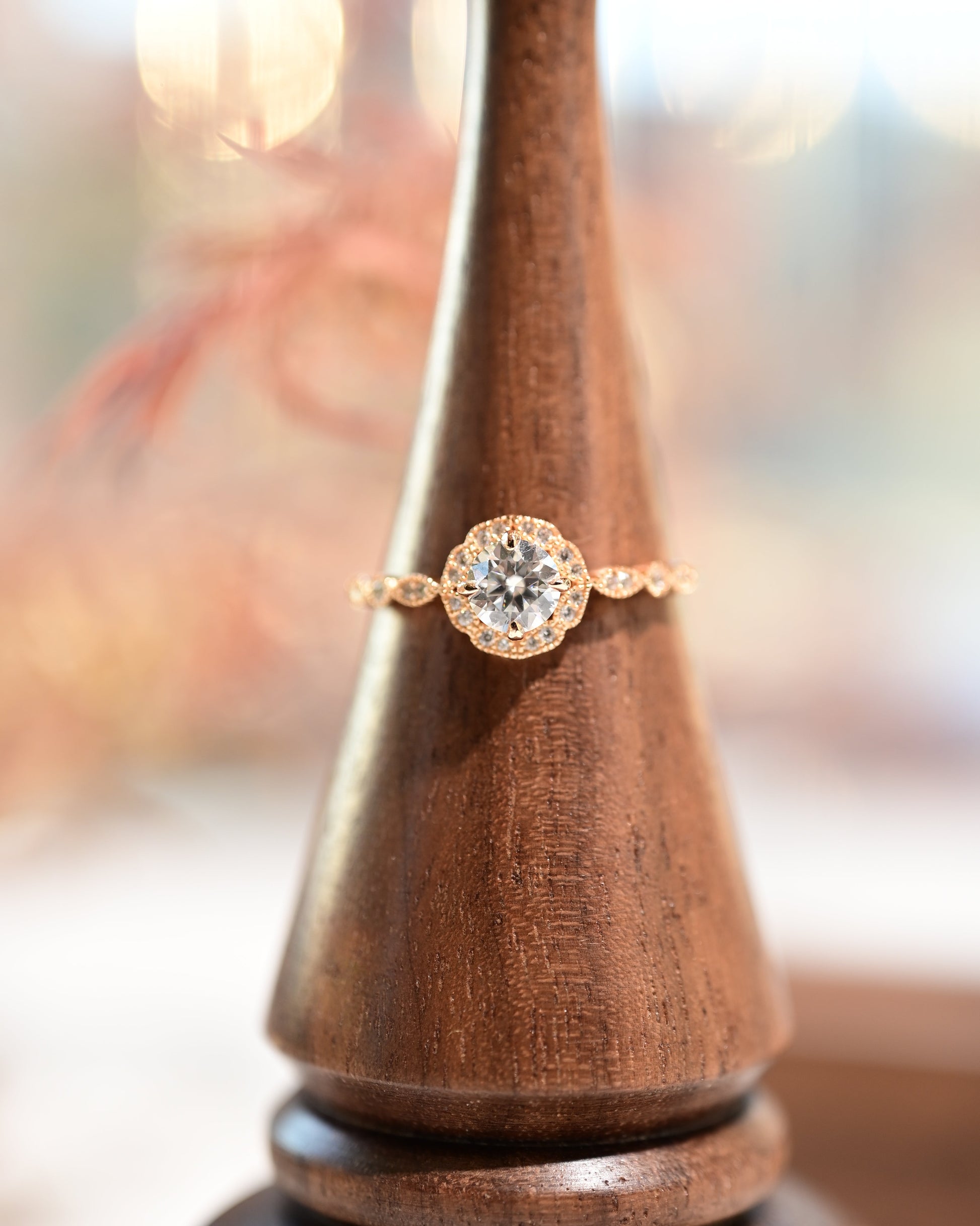 Round Moissanite Vintage Halo Ring