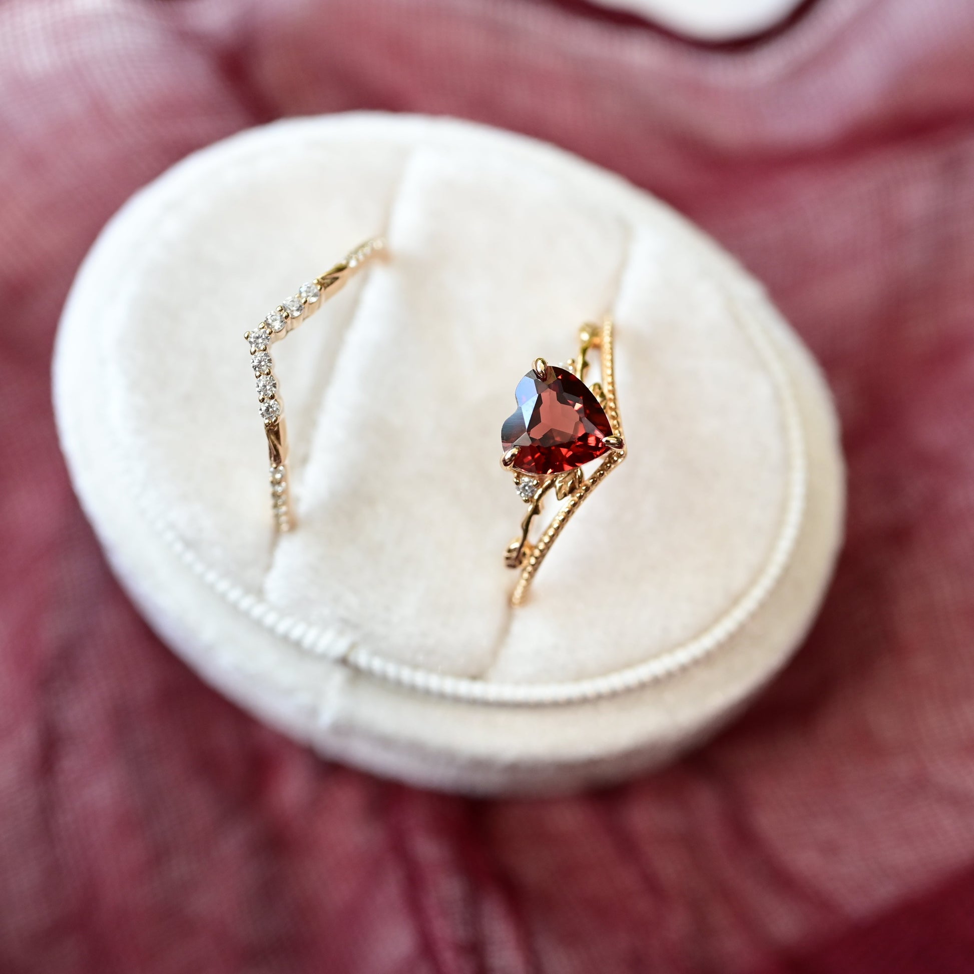 Crimson Heart Garnet Ring Set