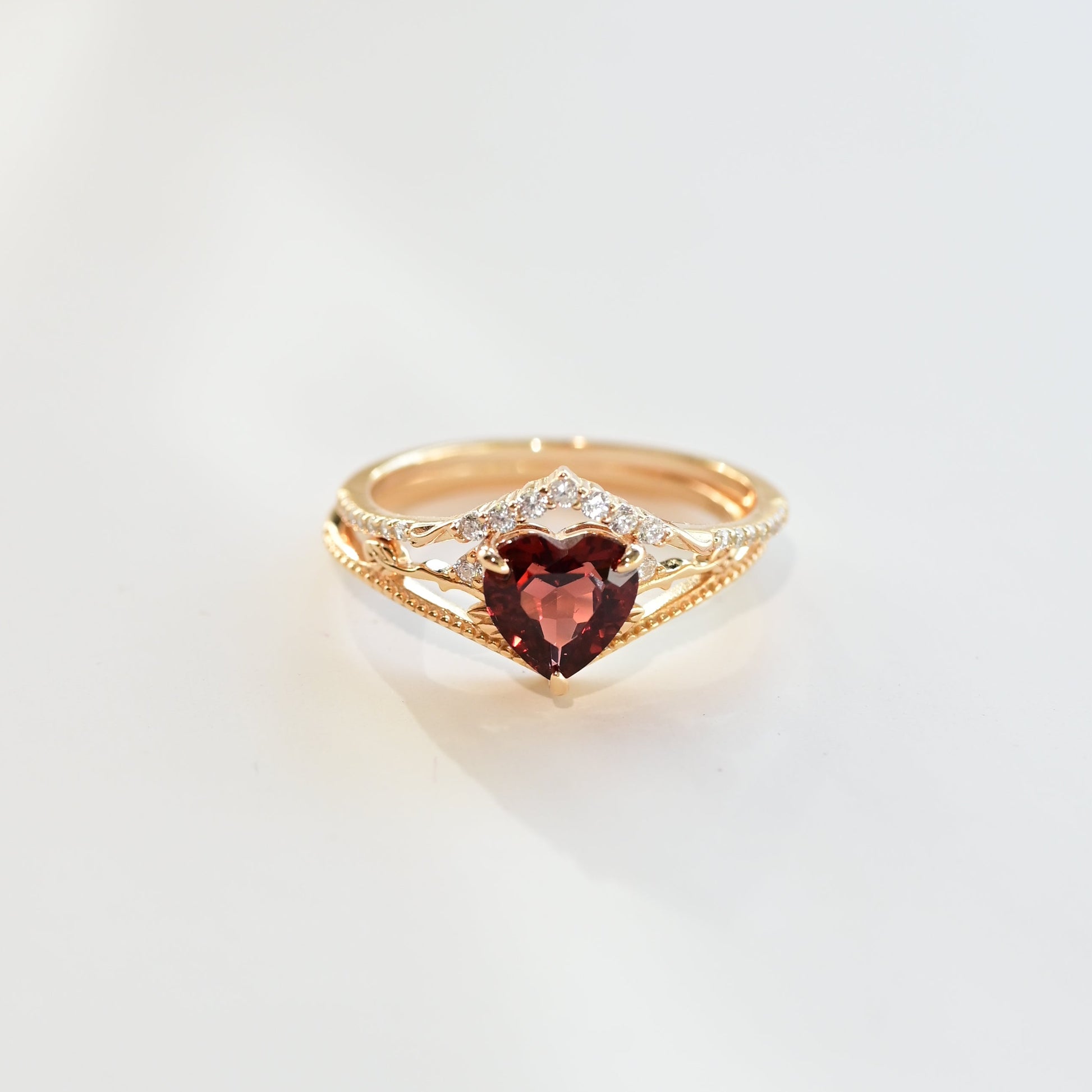 Crimson Heart Garnet Ring Set