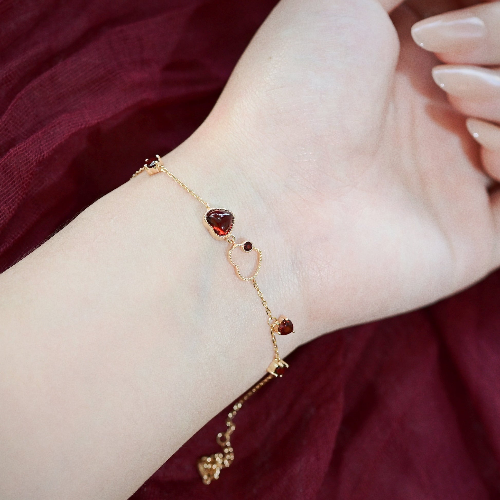 Crimson Heart Garnet Bracelet