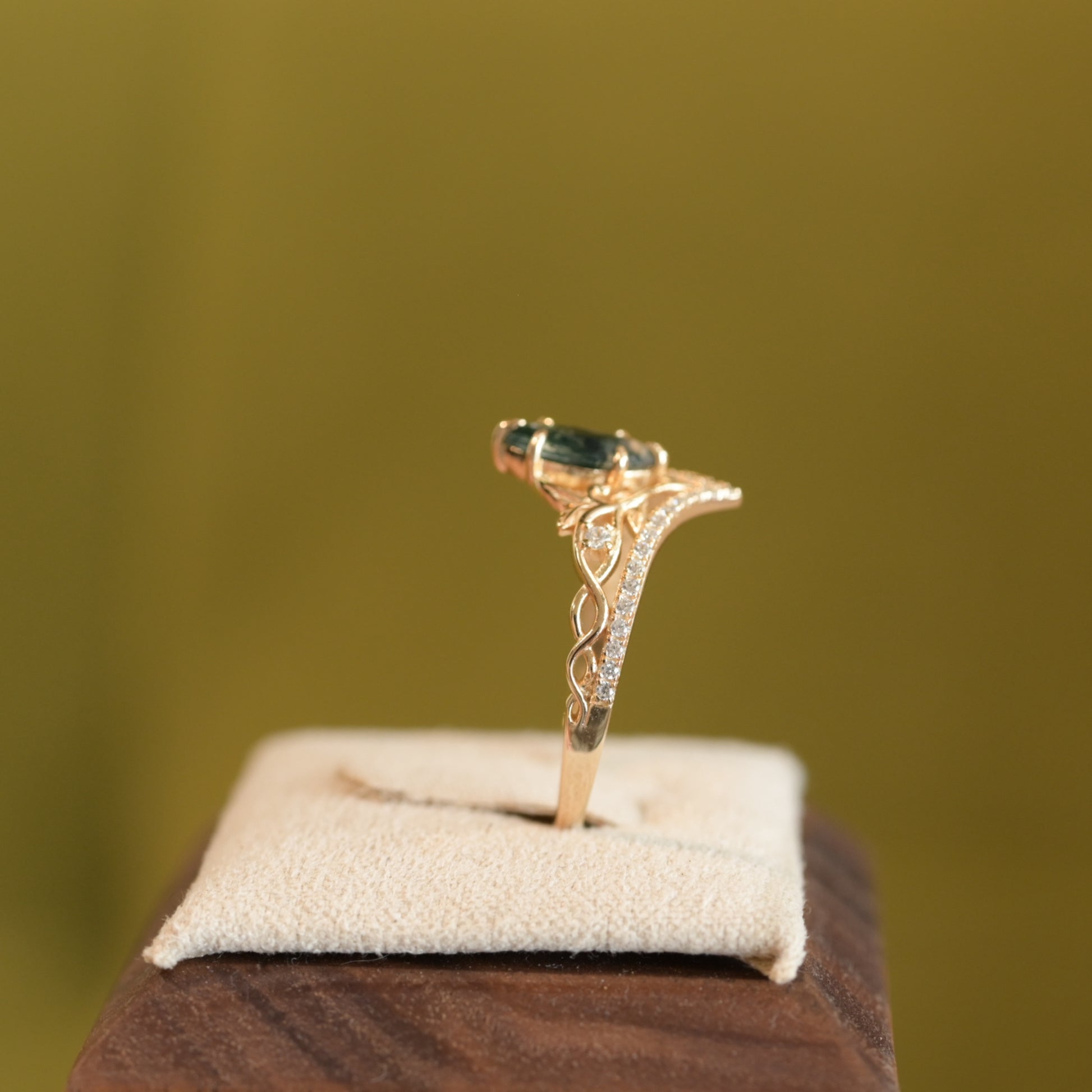 Marquise Moss Agate Tiara Ring