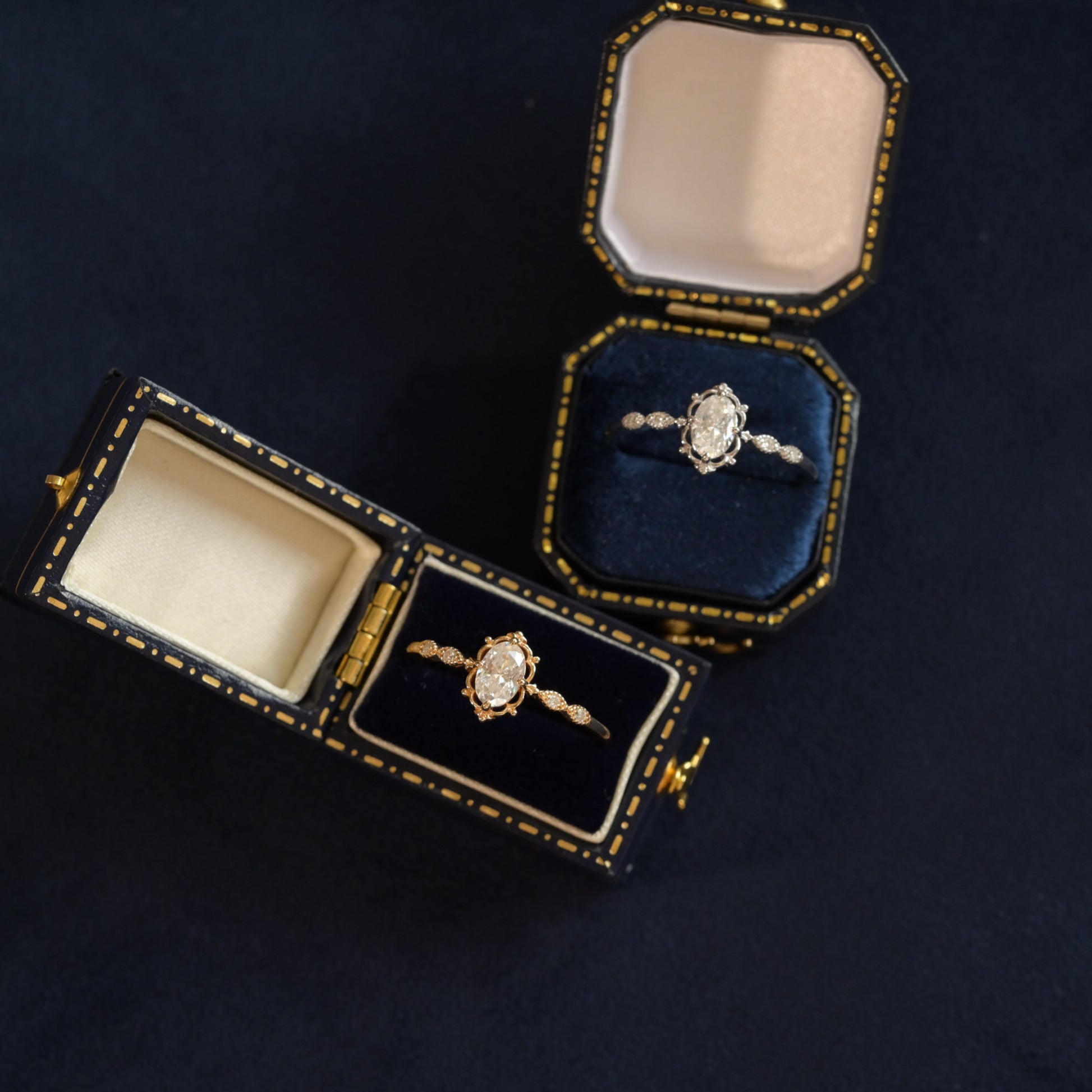 Vintage Oval Crown Moissanite Ring – Solid Gold
