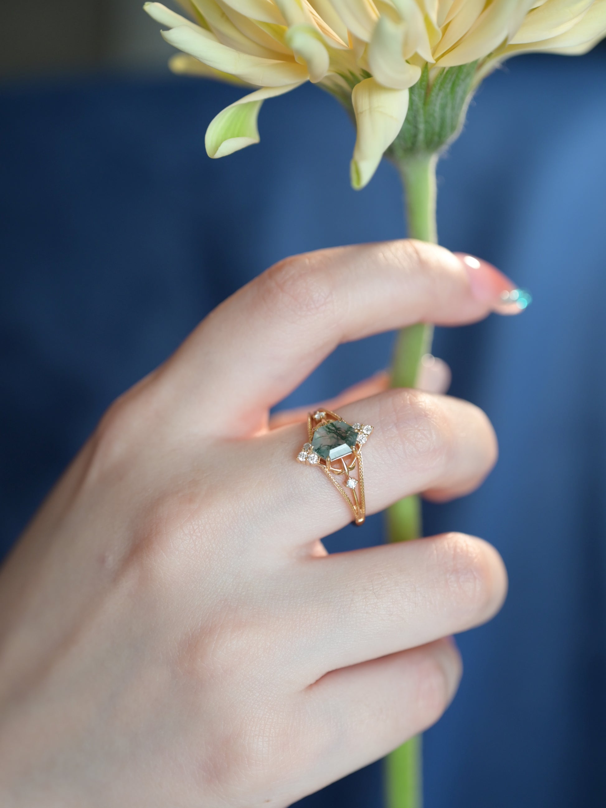 Anello in Agata Muschio Foresta Incantata