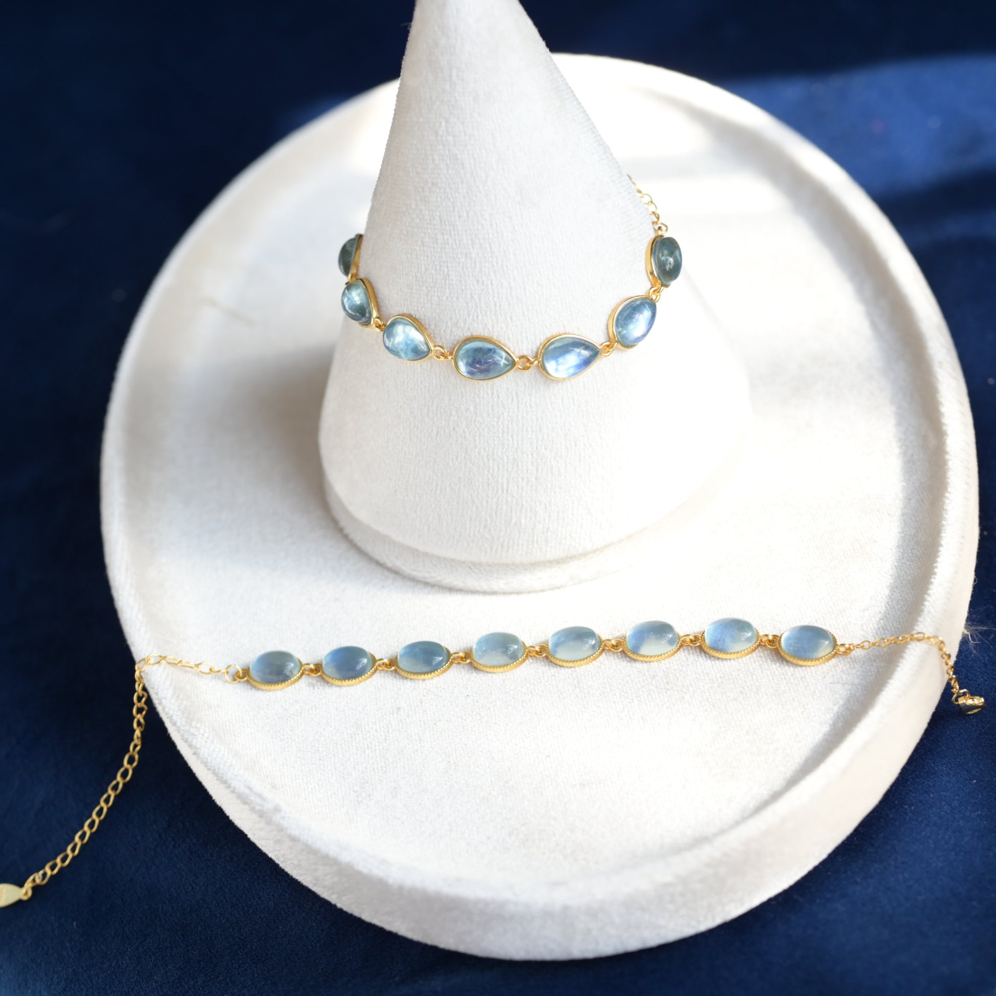 Pulsera de plata con cubo de azúcar de aguamarina