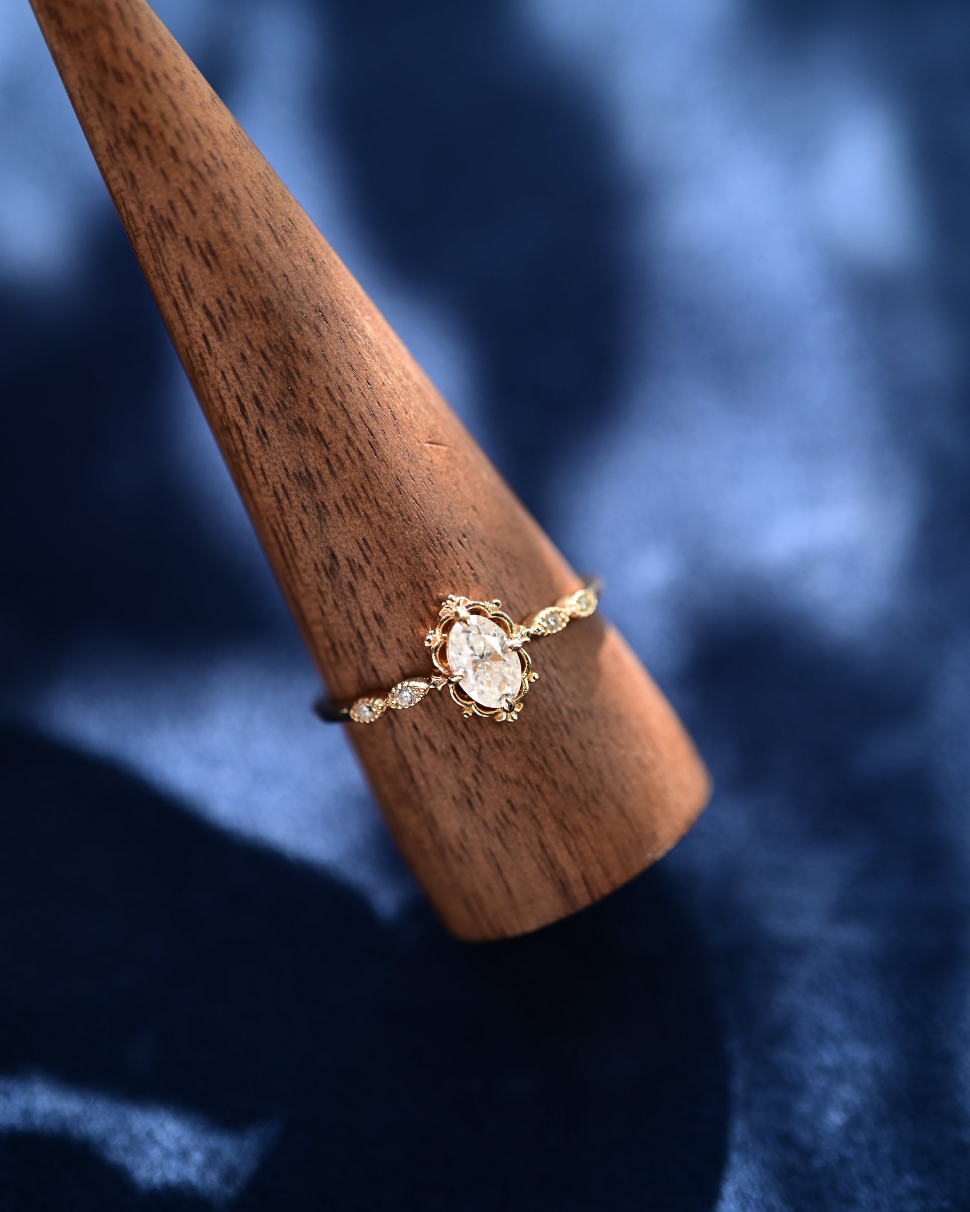 Vintage Oval Crown Moissanite Ring