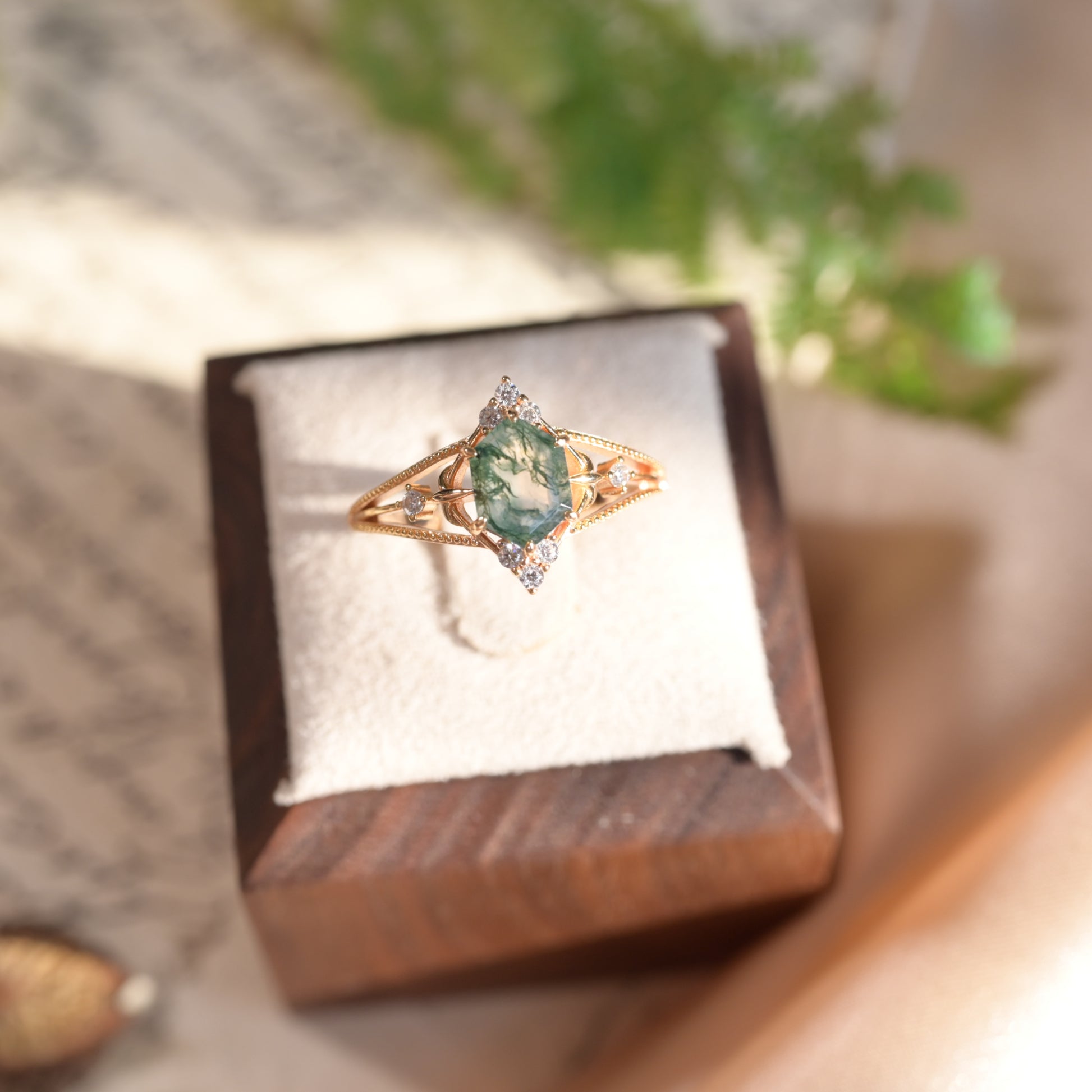 Anello in Agata Muschio Foresta Incantata