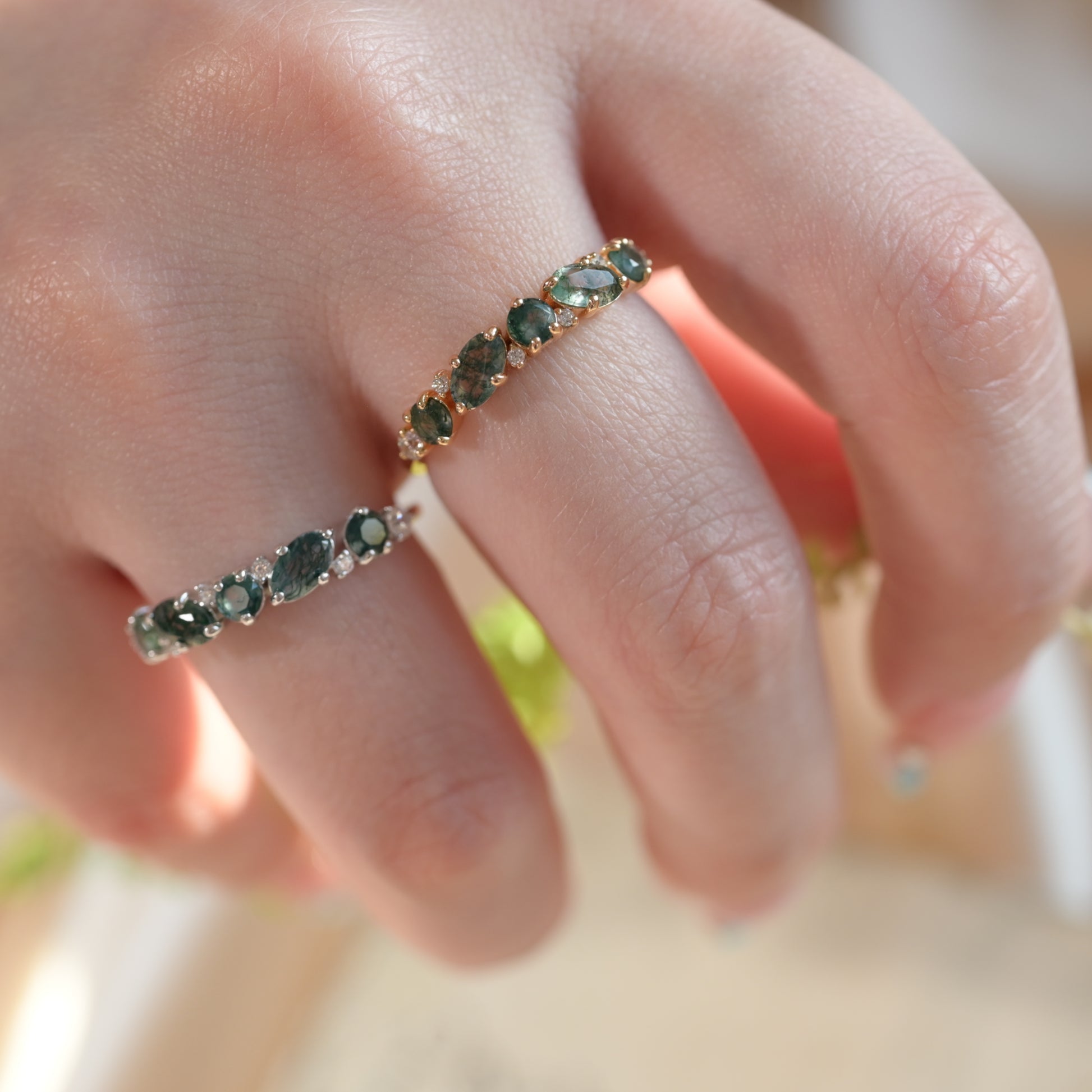 Anello a fascia in agata muschiata