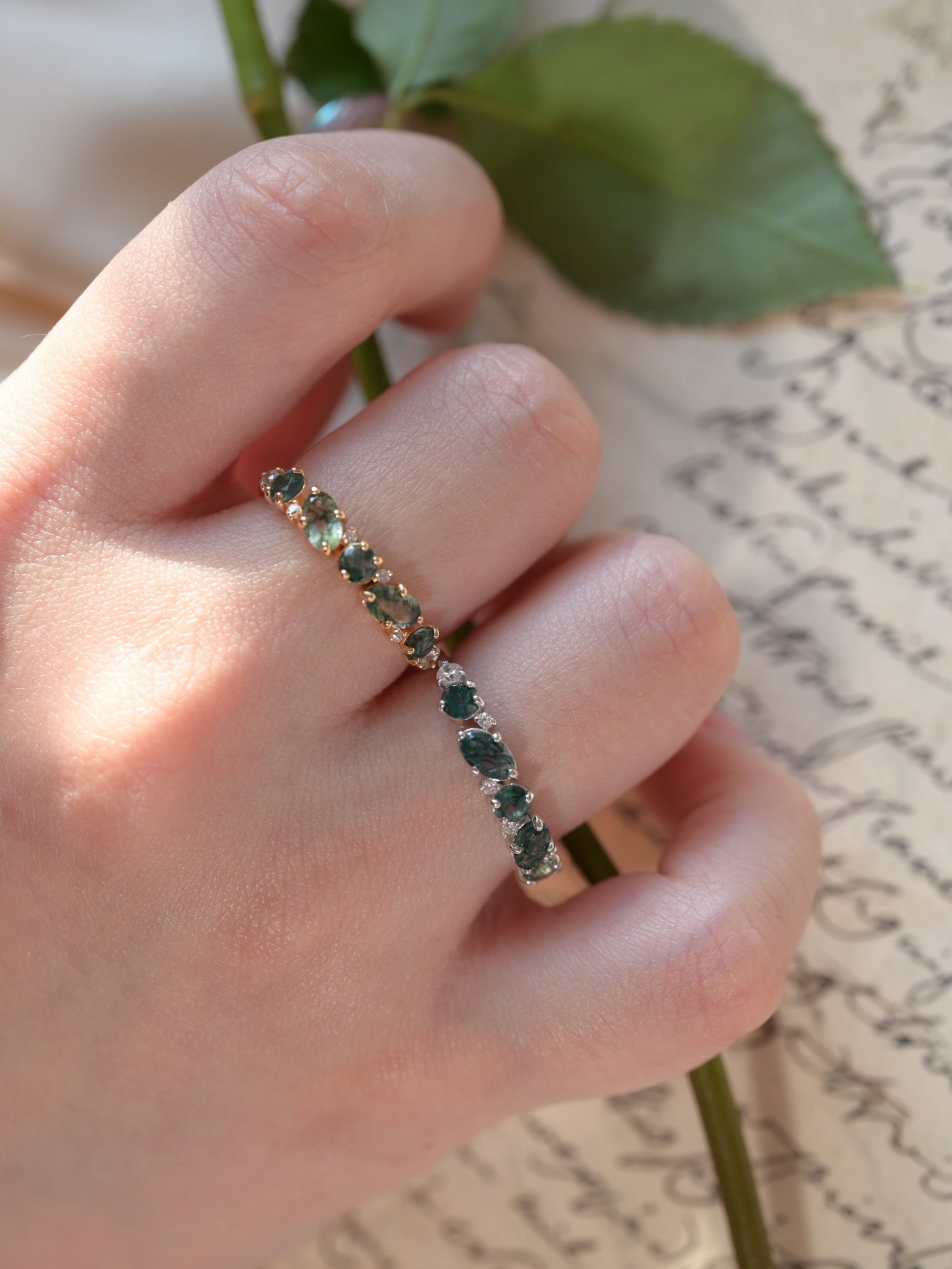 Anello a fascia in agata muschiata