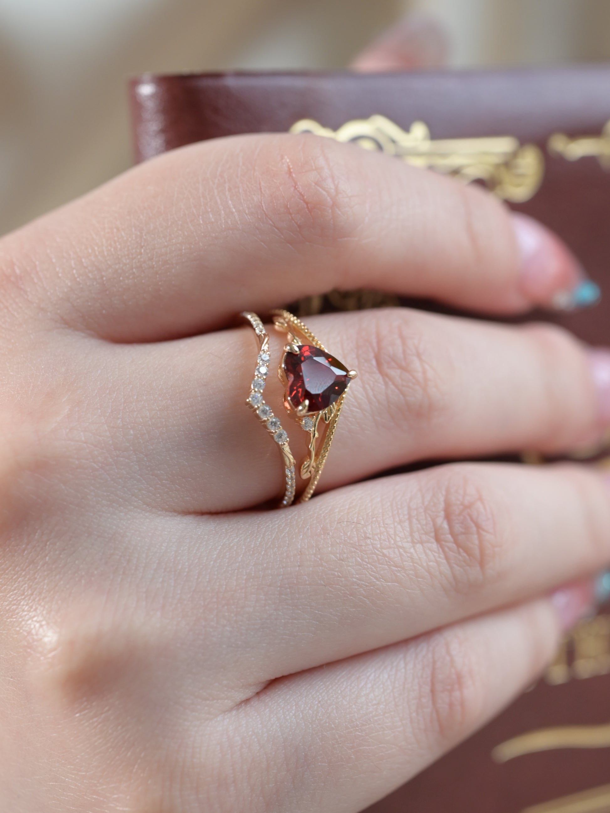 Vintage Marquise Granat Vermeil Ring