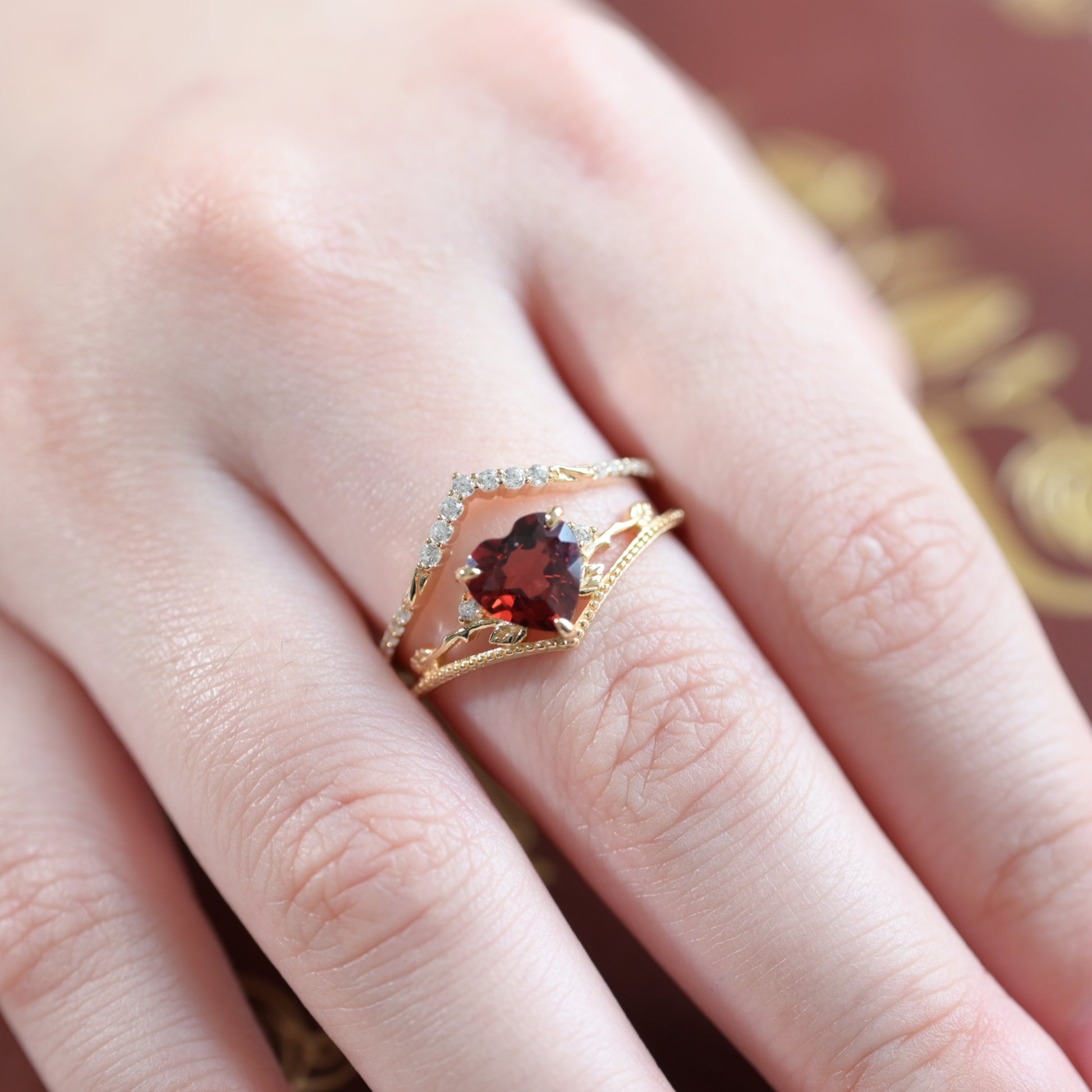 Vintage Marquise Granat Vermeil Ring