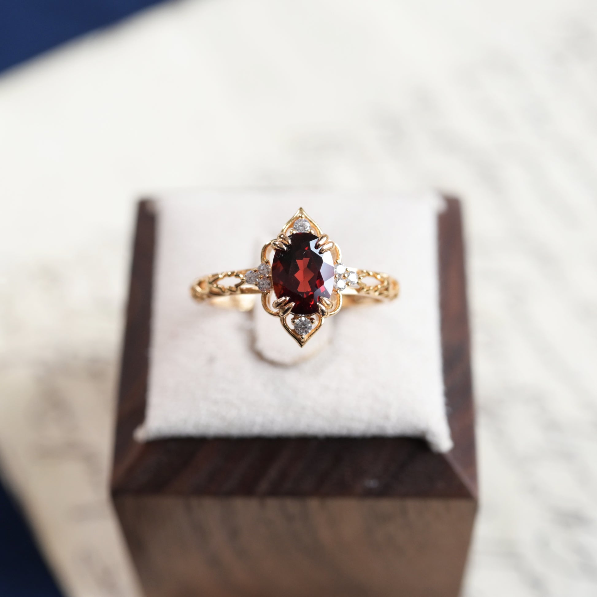 Crimson Oval Garnet Vermeil Ring