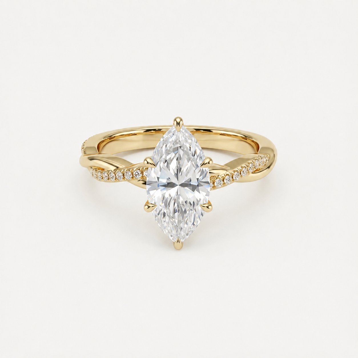 Elegant Marquise-Cut Moissanite Twist Ring