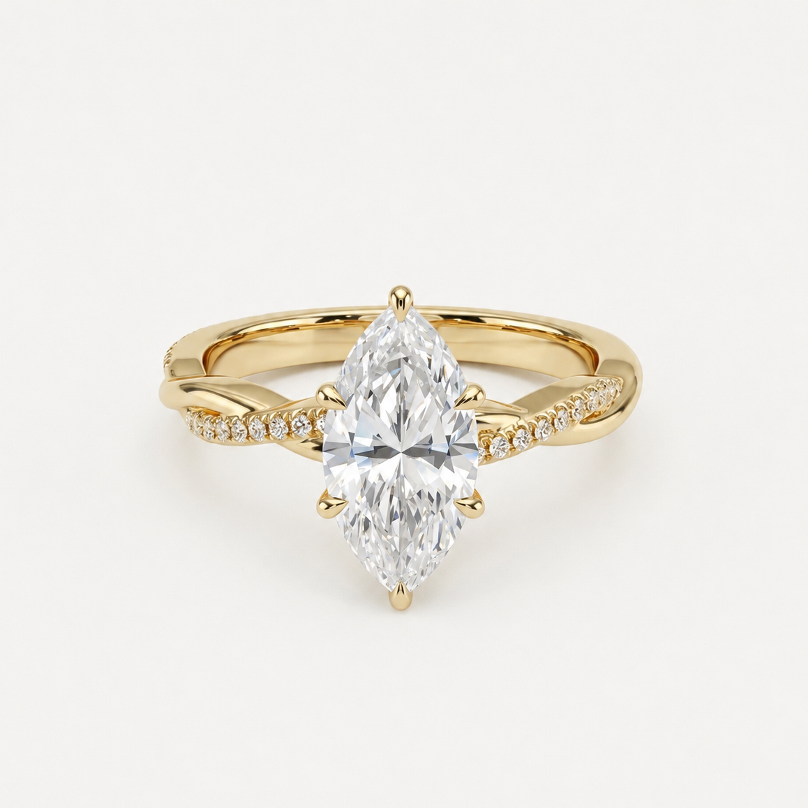 Elegant Marquise-Cut Moissanite Twist Ring