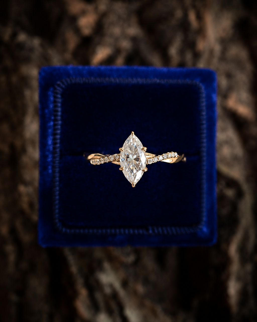 Elegant Marquise-Cut Moissanite Twist Ring
