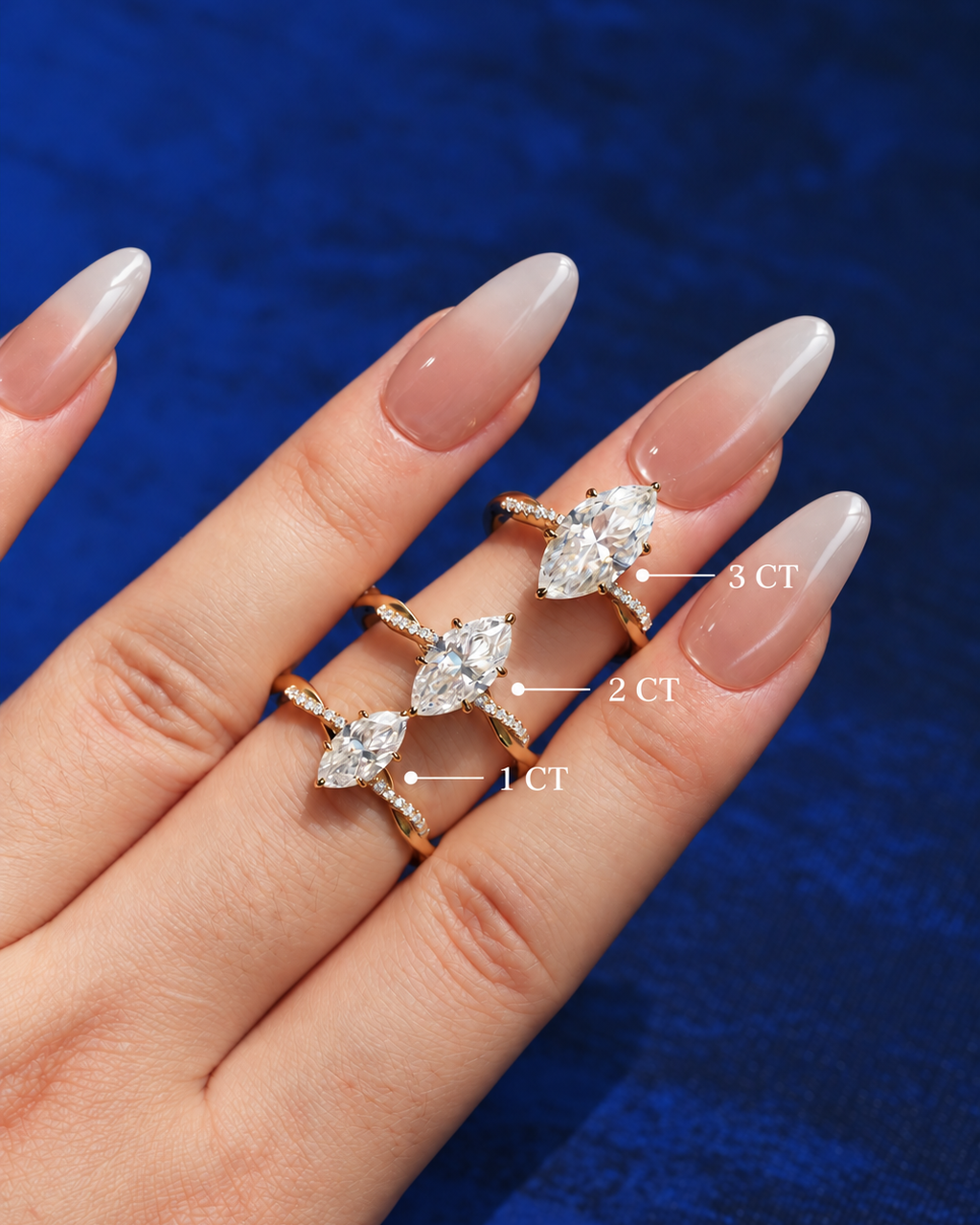 Bague Torsadée Élégante Moissanite Taille Marquise