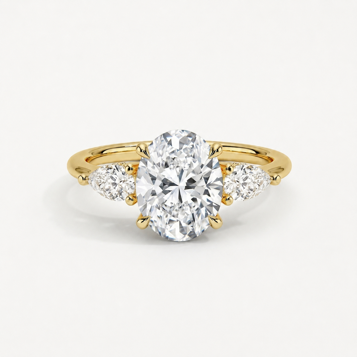 Elegant Oval-Cut Moissanite Three-Stone Ring