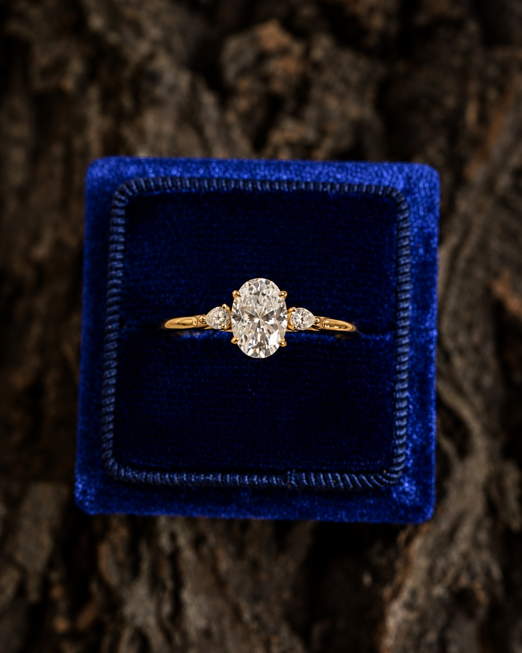 Elegant Oval-Cut Moissanite Three-Stone Ring
