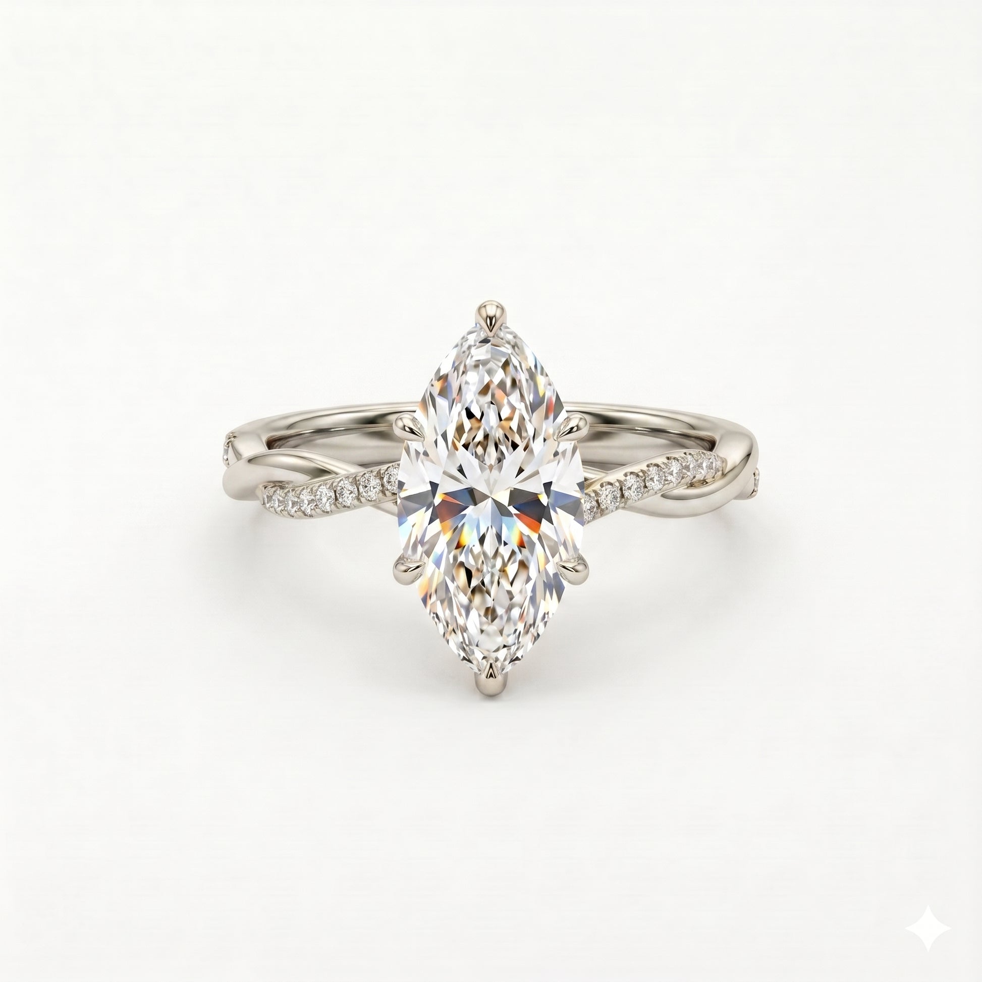 Elegant Marquise-Cut Moissanite Twist Ring