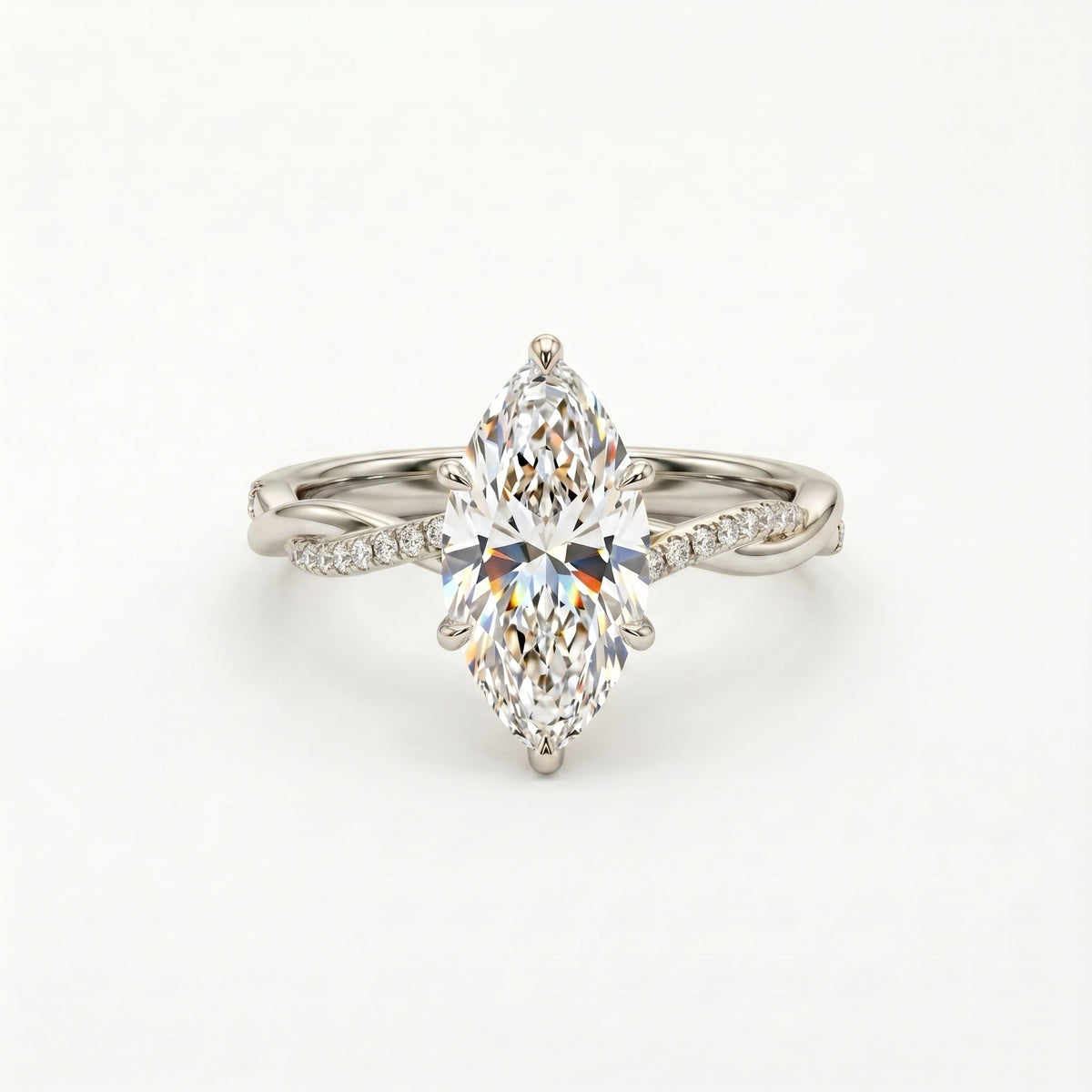 Elegant Marquise-Cut Moissanite Twist Ring