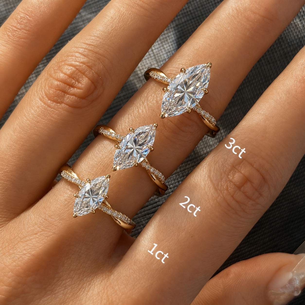 Elegant Marquise-Cut Moissanite Twist Ring