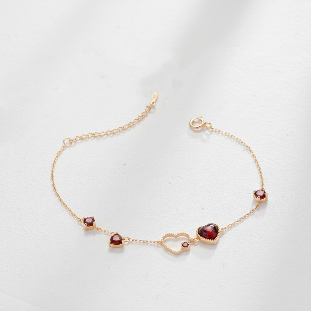Crimson Heart Garnet Bracelet