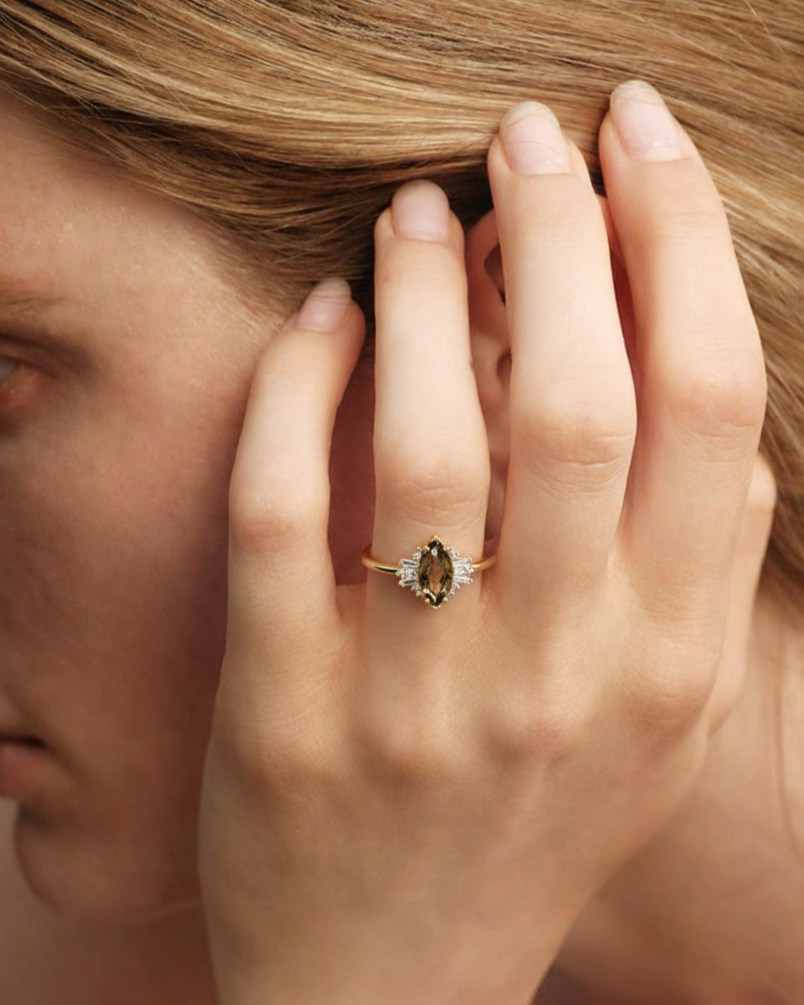 Smoky Radiance Marquise Ring