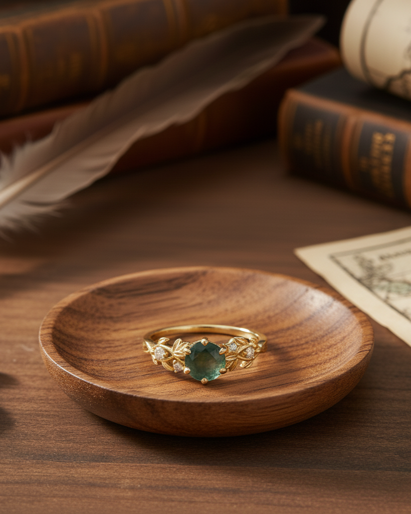 Verdant Leaf Moss Agate Ring