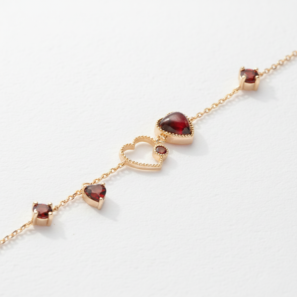 Crimson Heart Garnet Bracelet