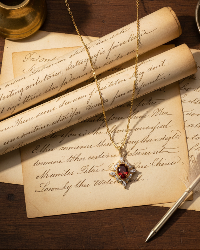 Vintage Scarlet Garnet Necklace