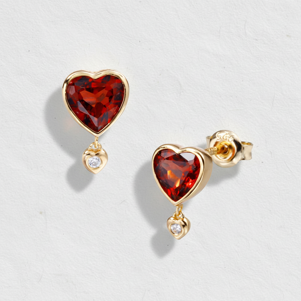 Crimson Heart Garnet Earrings