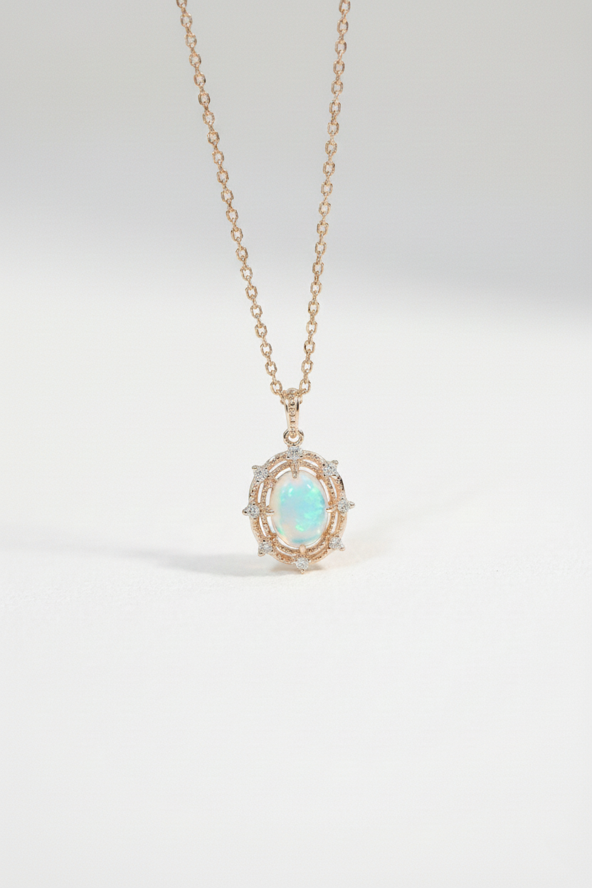 Pendentif ovale vintage en opale