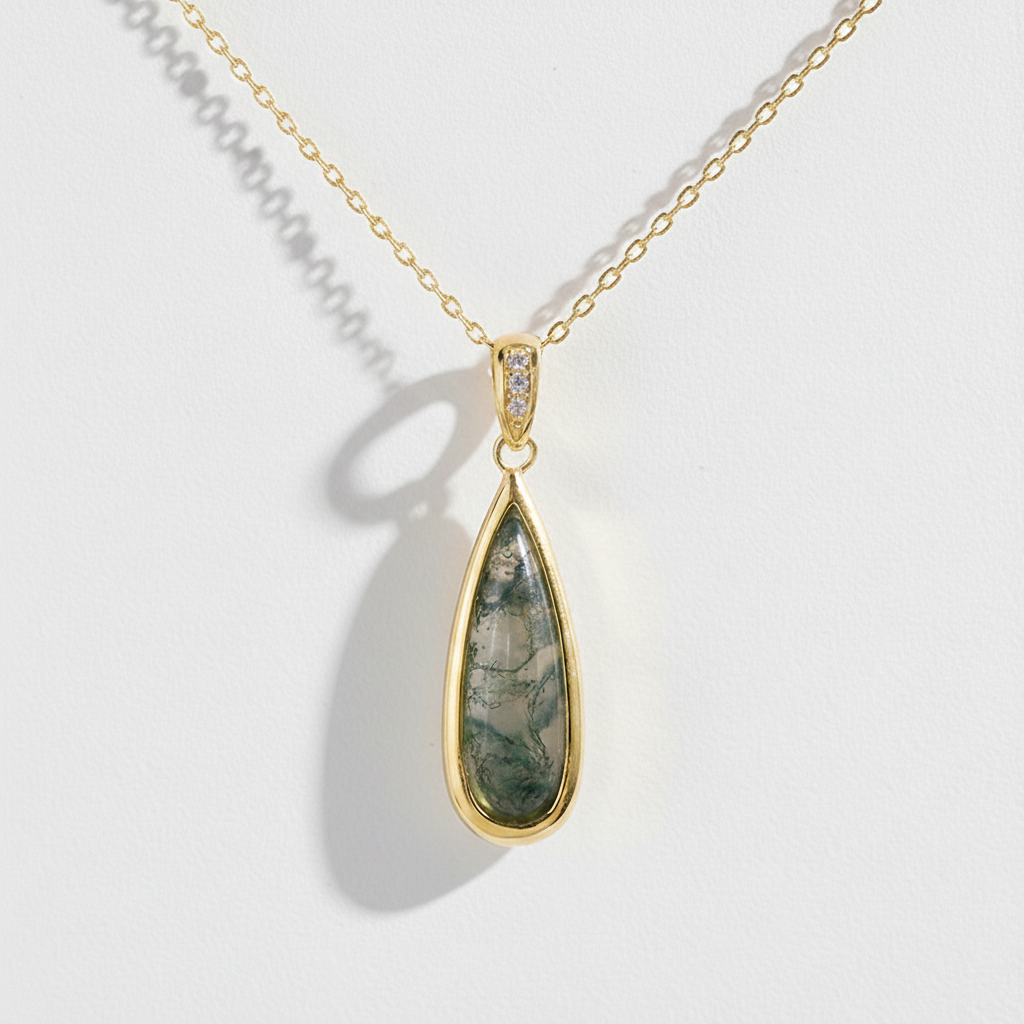 Nature’s Teardrop Moss Agate Necklace