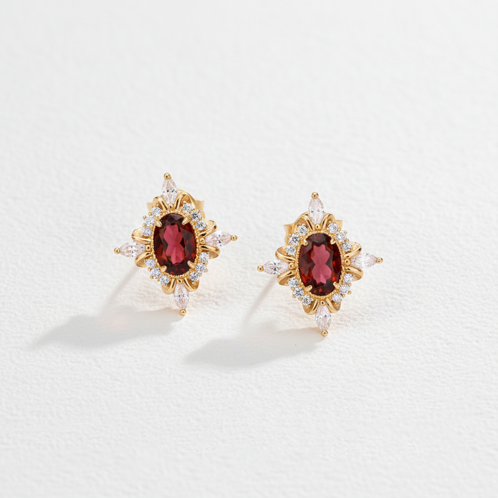 Vintage Scarlet Garnet Earrings