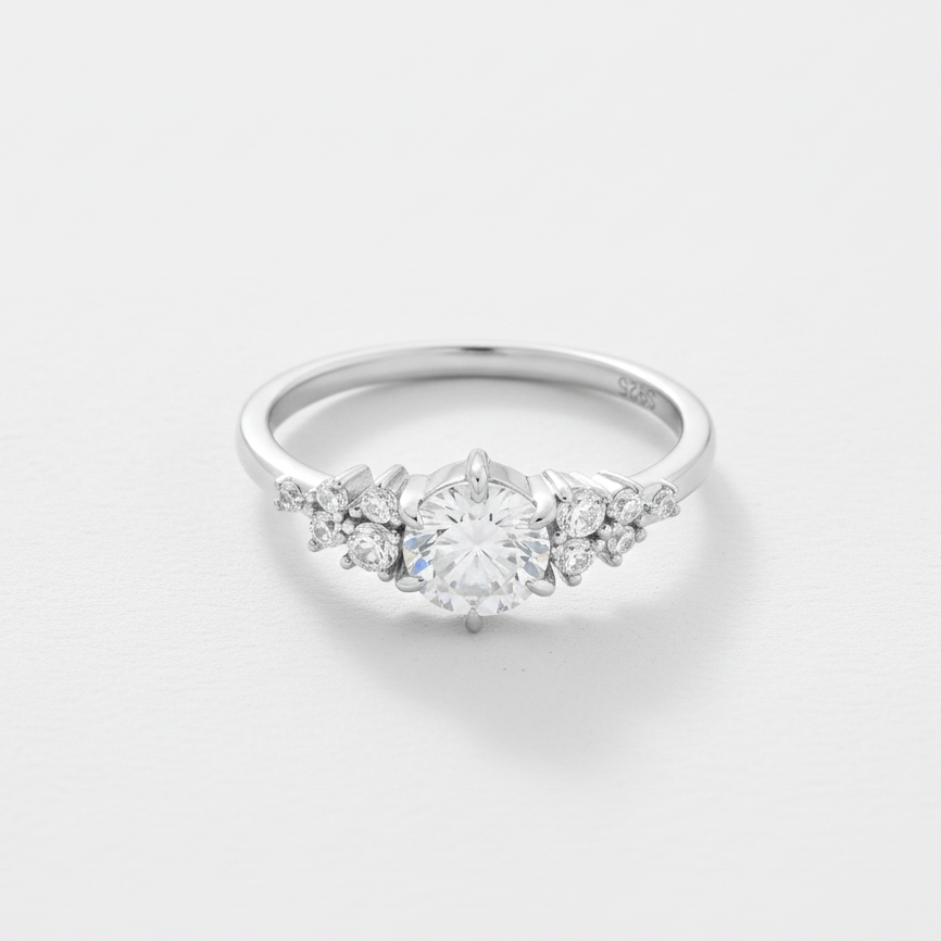 Round Moissanite Cluster Ring