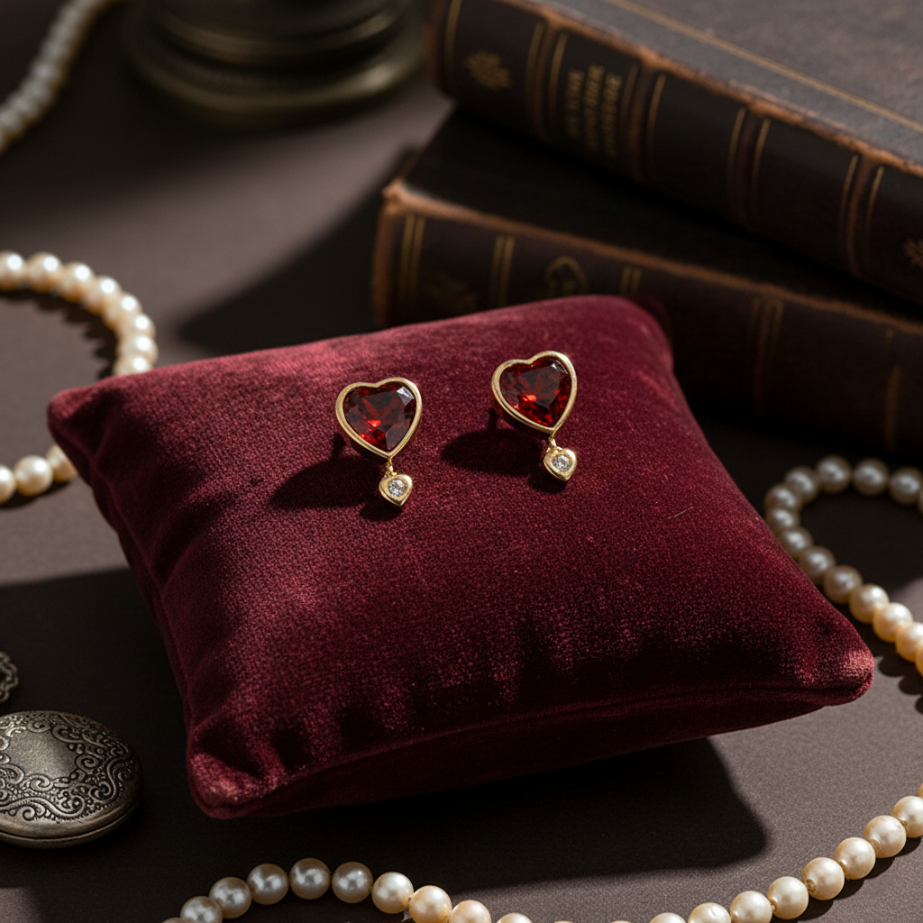 Crimson Heart Garnet Earrings
