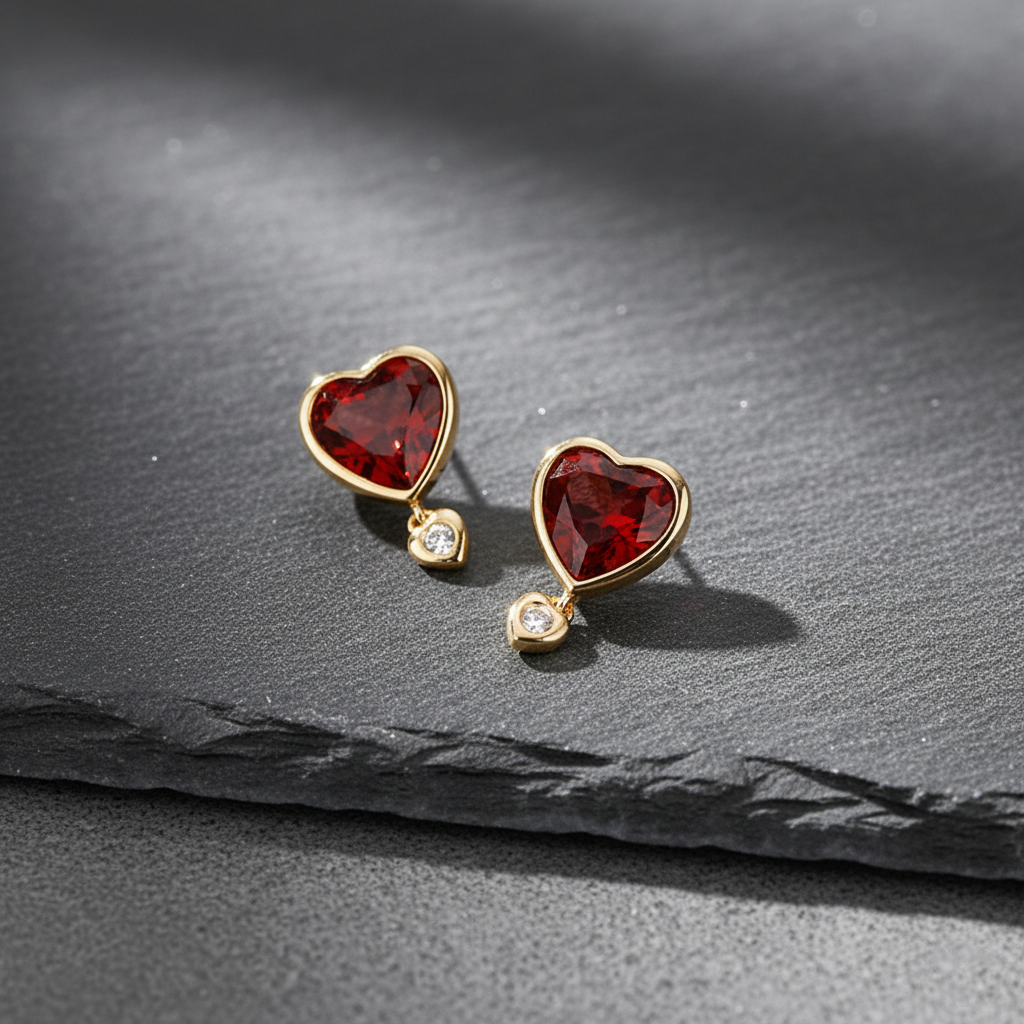 Crimson Heart Garnet Earrings