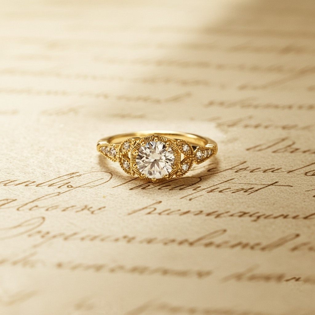 Round Moissanite Vintage Halo Ring