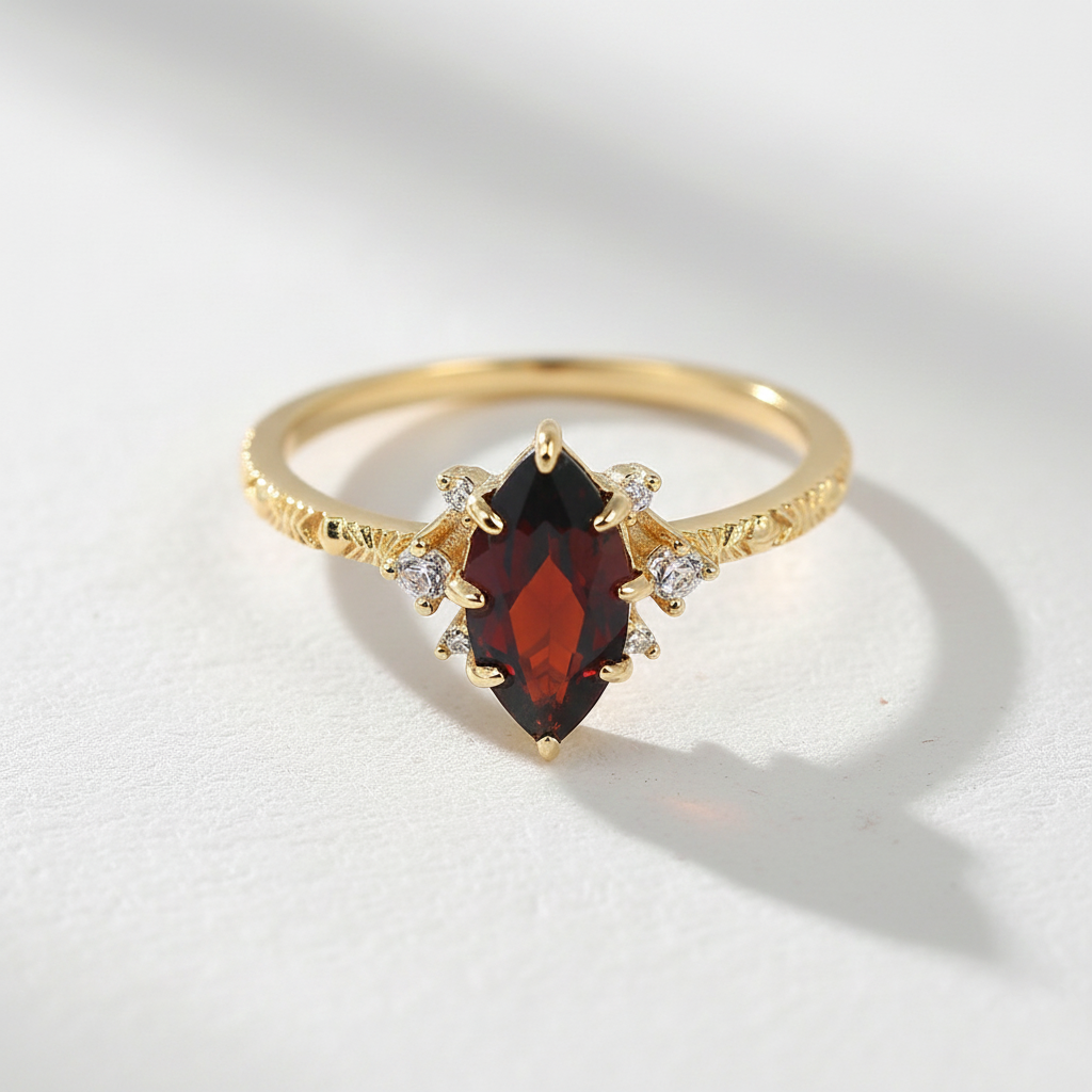 Vintage Marquise Garnet Vermeil Ring