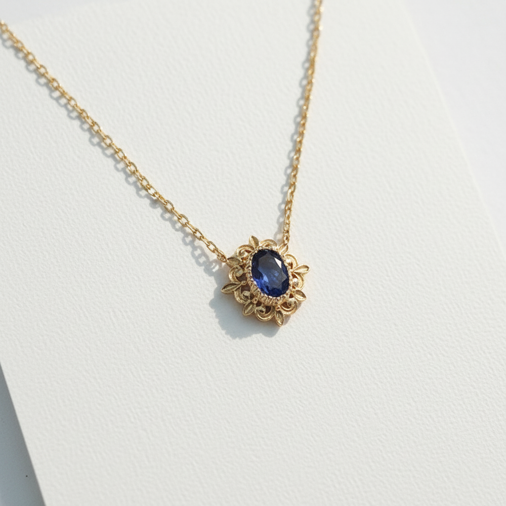 Vintage Oval Cut Tanzanite Necklace