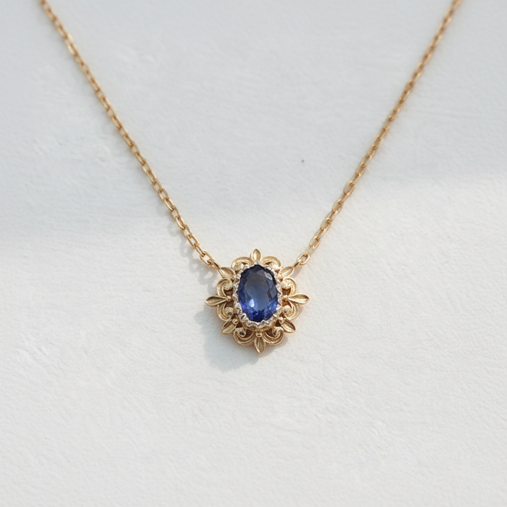Vintage Oval Cut Tanzanite Necklace