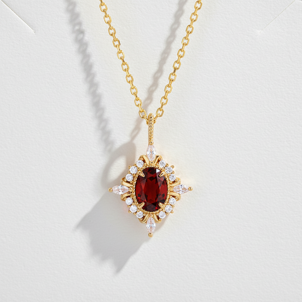 Vintage Scarlet Garnet Necklace